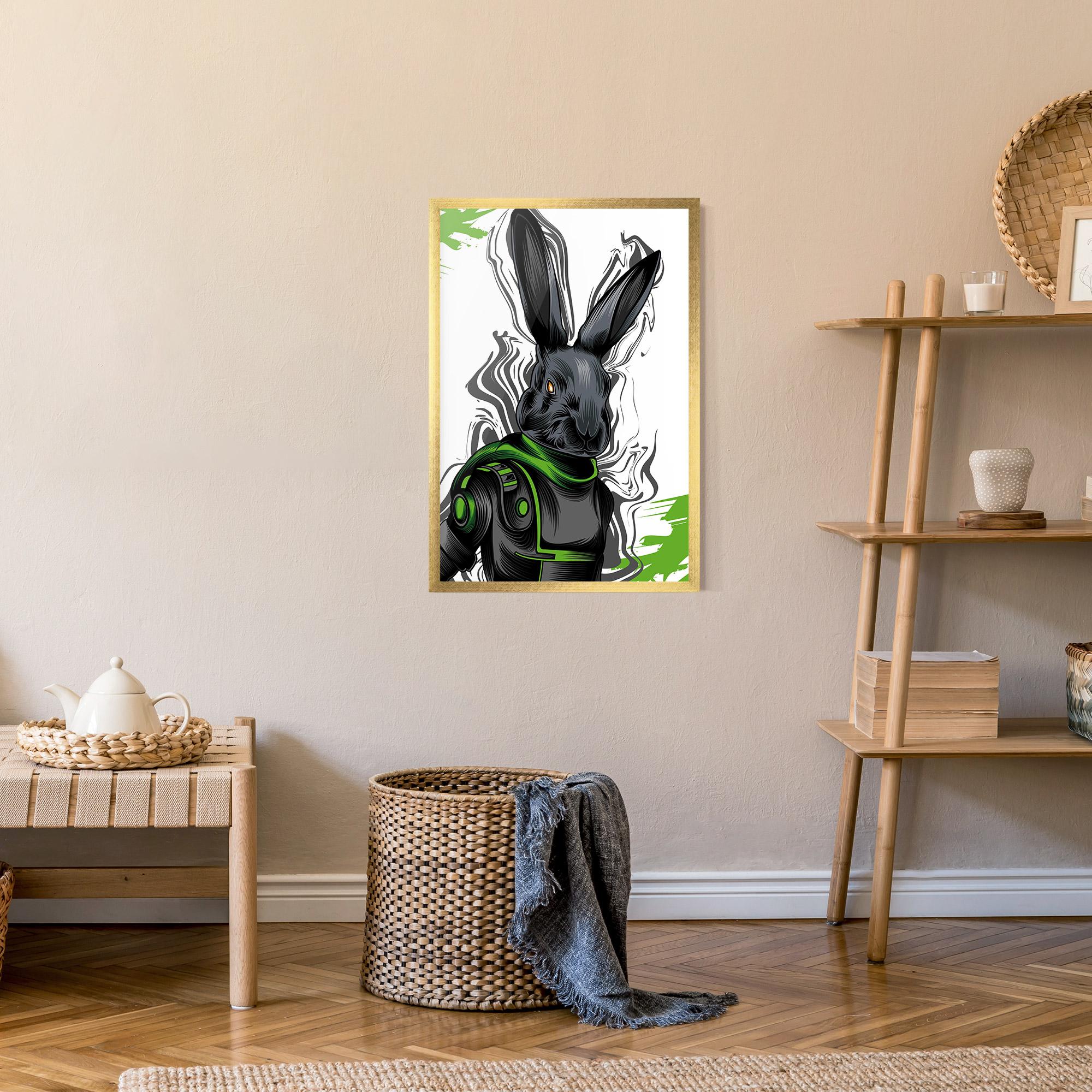 Gerahmte Poster Cyborg Green Bunny mockup 9