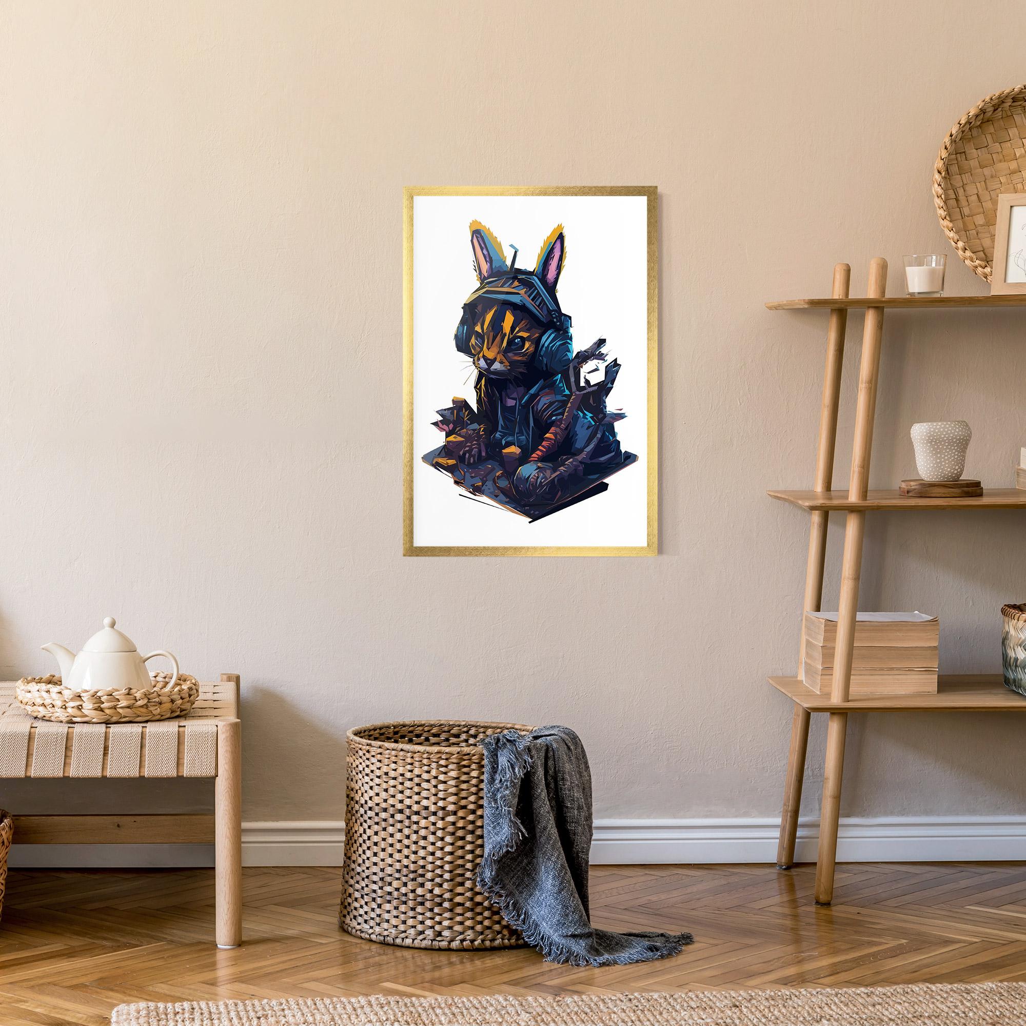 Gerahmte Poster Orange Rabbit Headset mockup 9