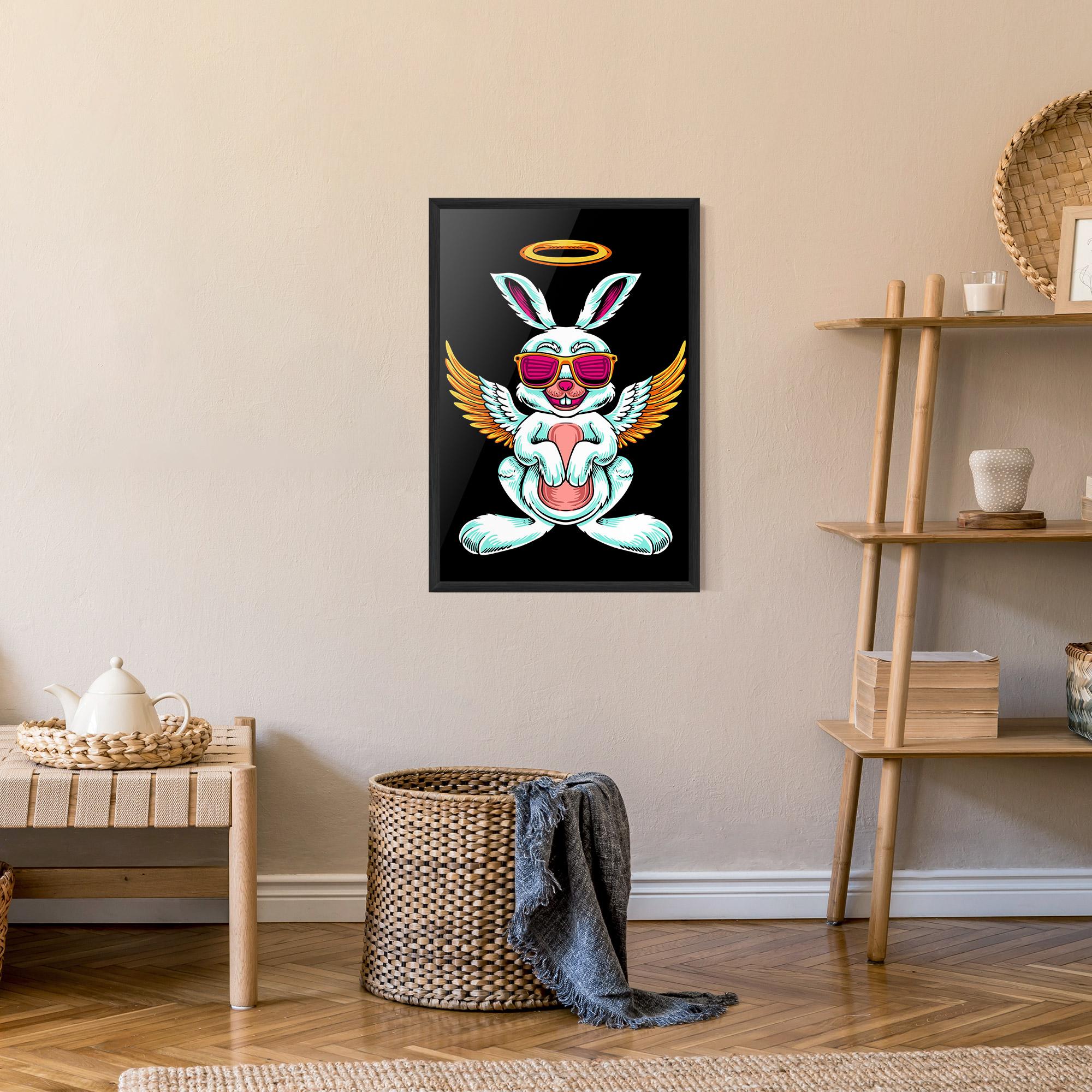 Gerahmte Poster Angel Cool Bunny mockup 9