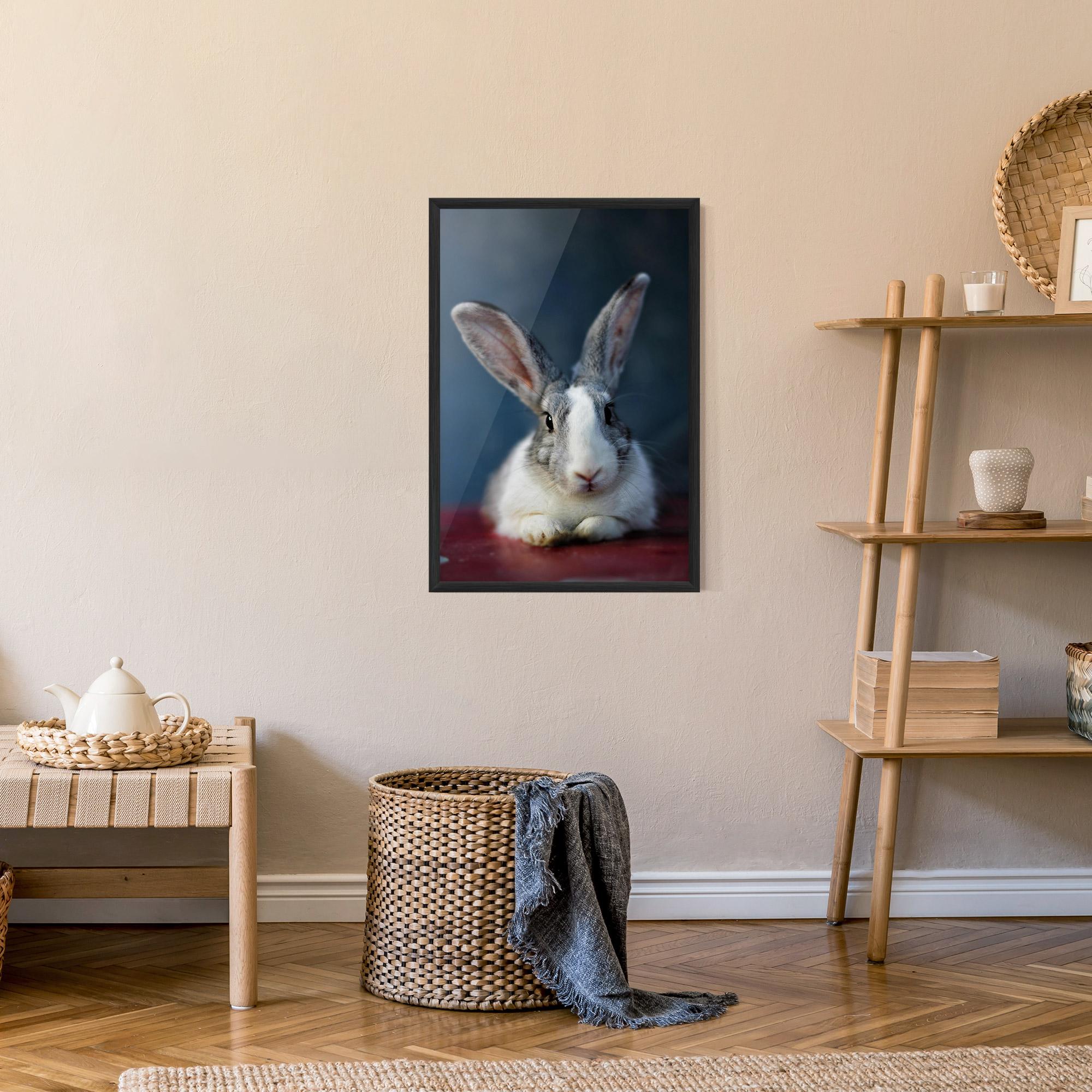 Gerahmte Poster Cute Grey Bunny mockup 9