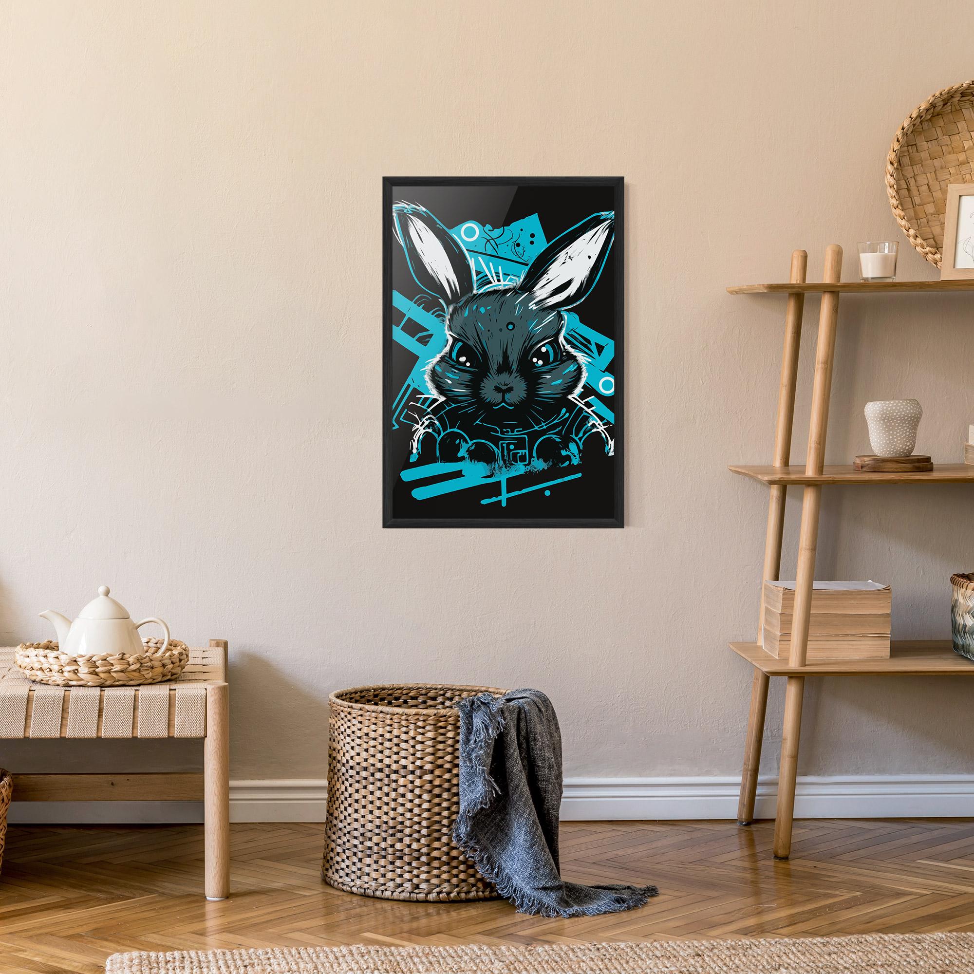 Gerahmte Poster Grey Blue Bunny mockup 9