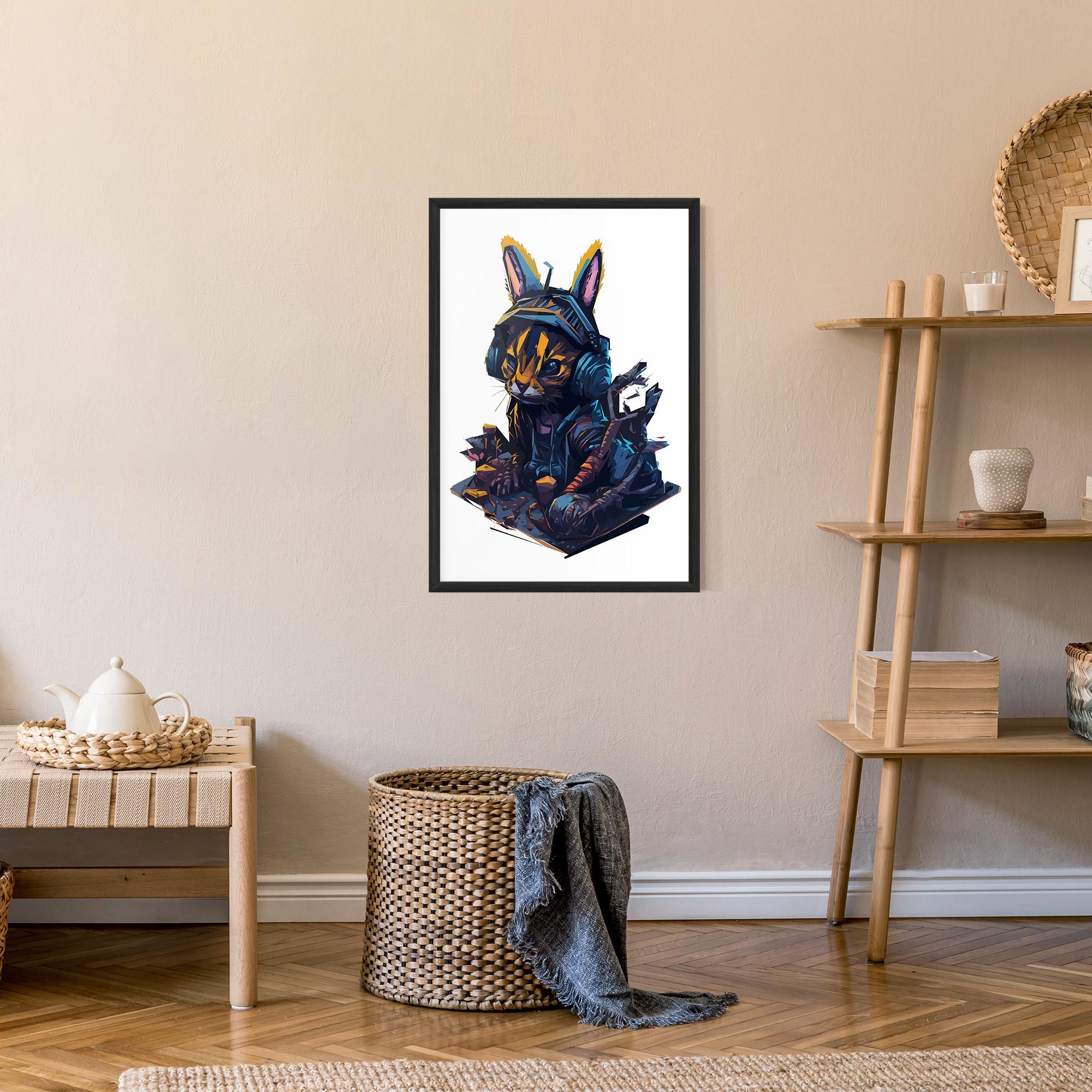 Gerahmte Poster Orange Rabbit Headset mockup 9