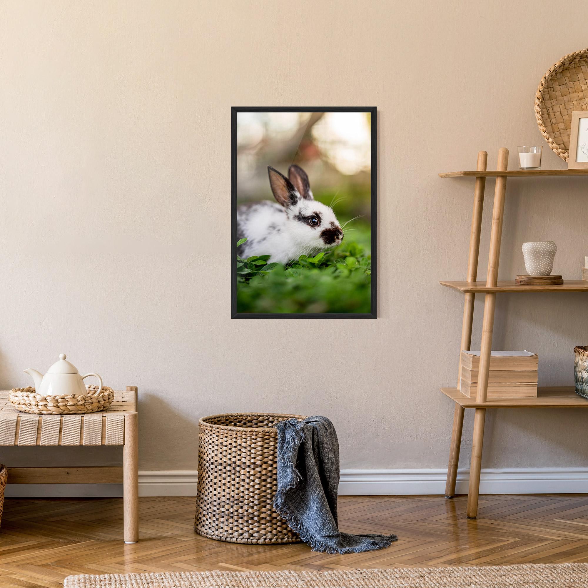 Gerahmte Poster White Black Bunny mockup 9
