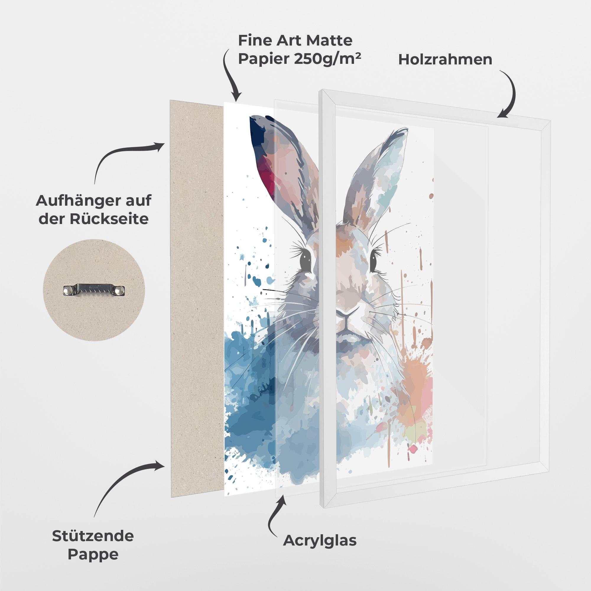 Gerahmte Poster Bunny Art Splash mockup 1