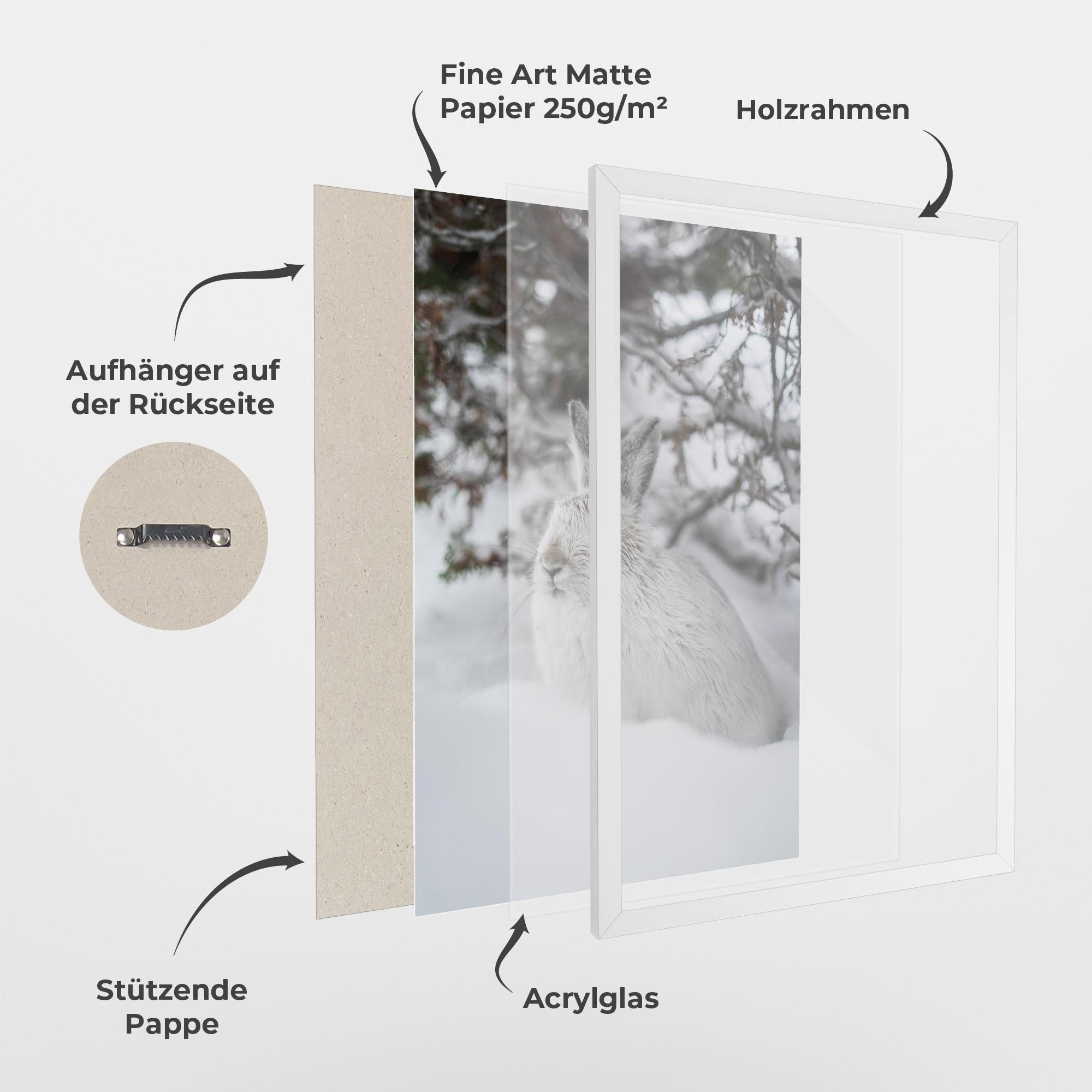 Gerahmte Poster Bunny In Snow mockup 1
