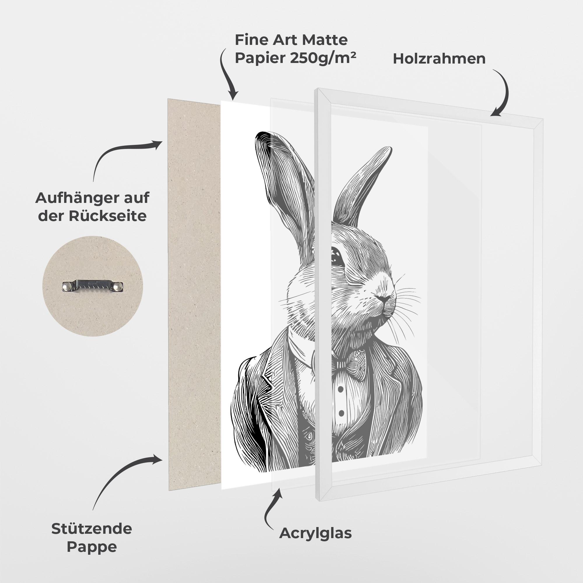 Gerahmte Poster Bunny In Suit mockup 1
