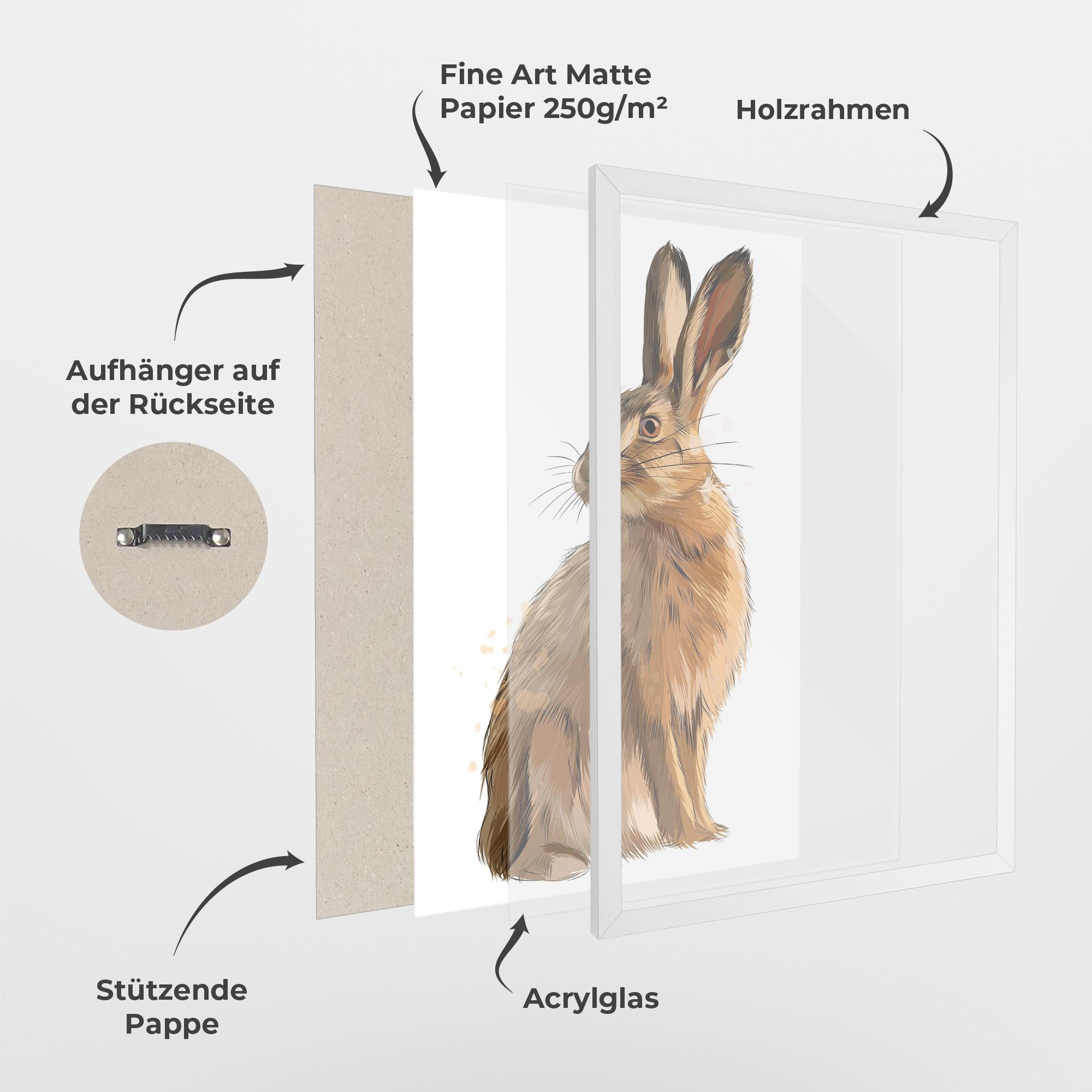 Gerahmte Poster Painted Bunny mockup 1