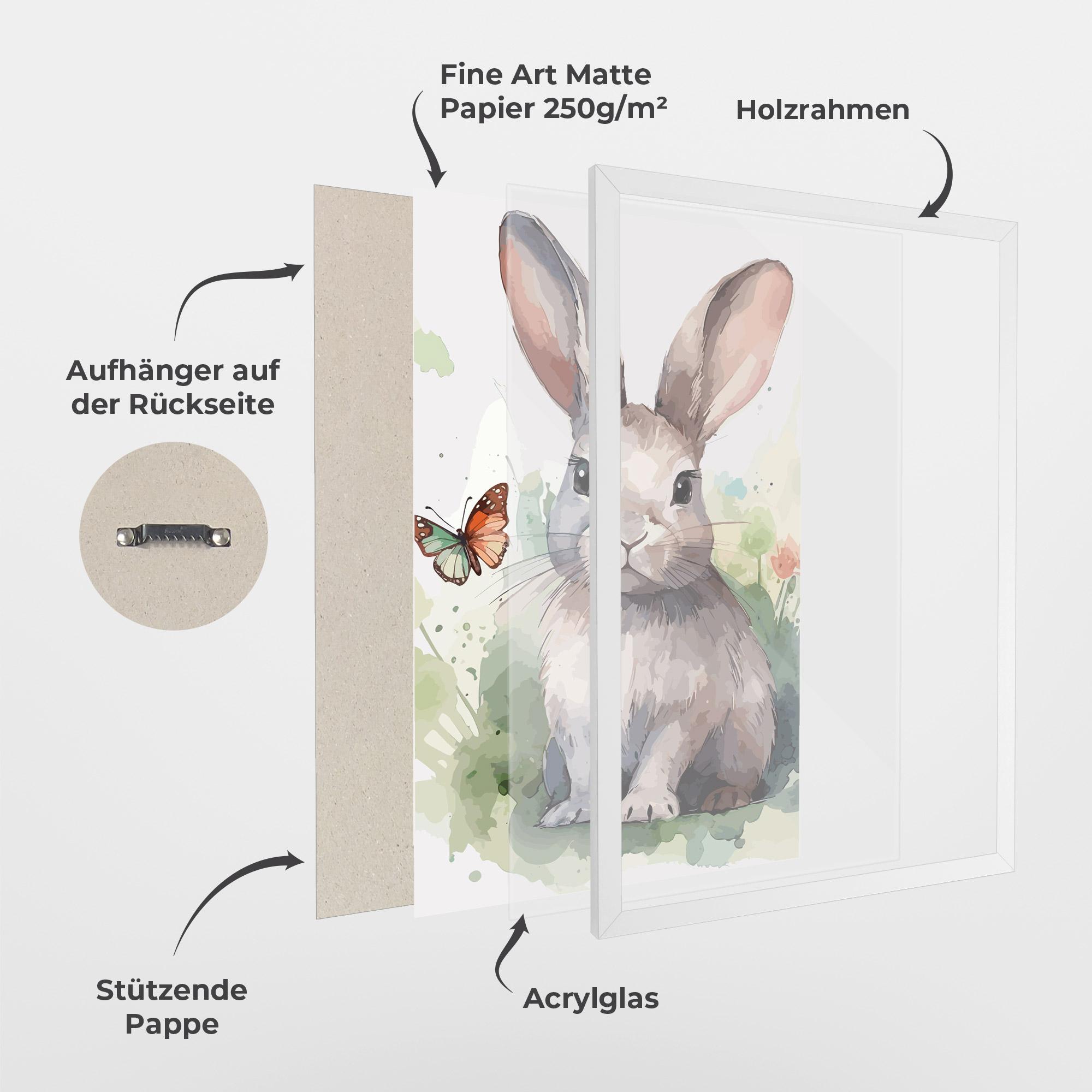 Gerahmte Poster Pretty Bunny Art mockup 1