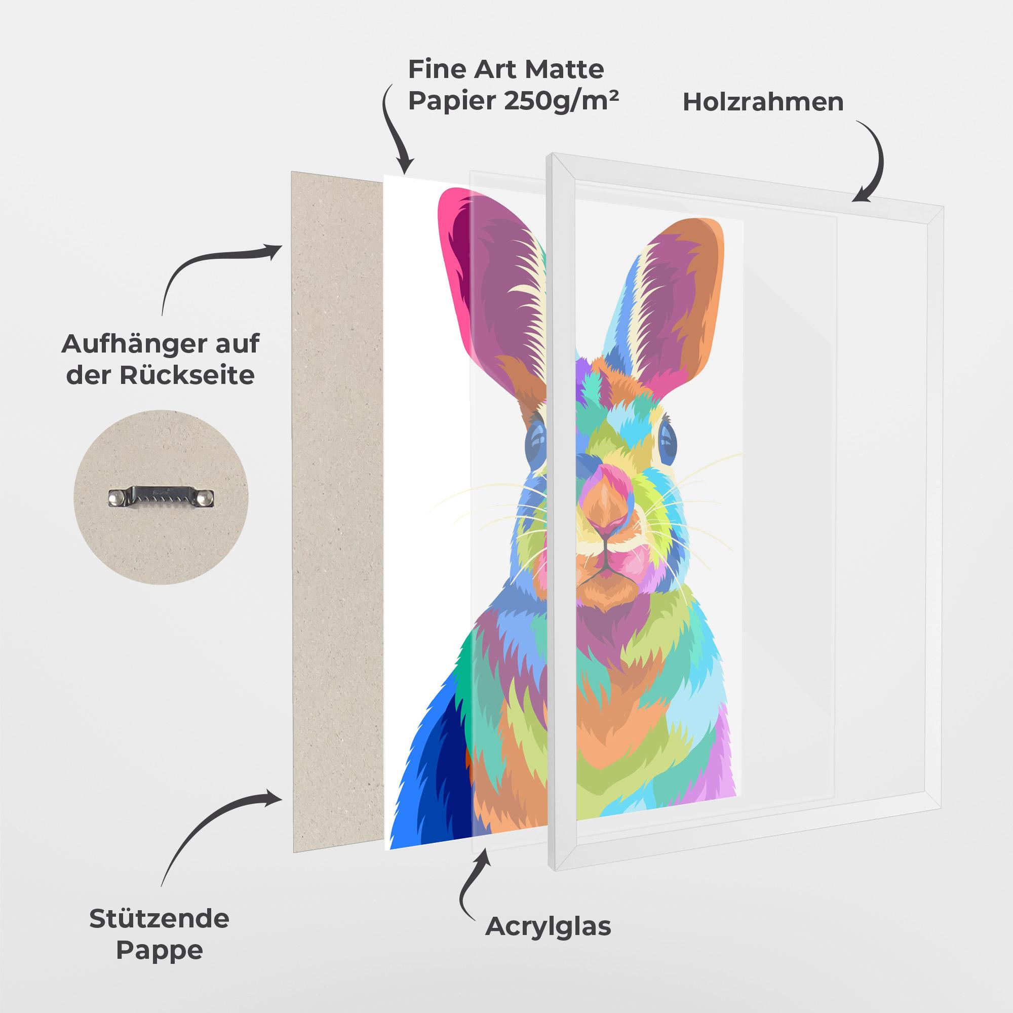 Gerahmte Poster Rabbit Art Style mockup 1