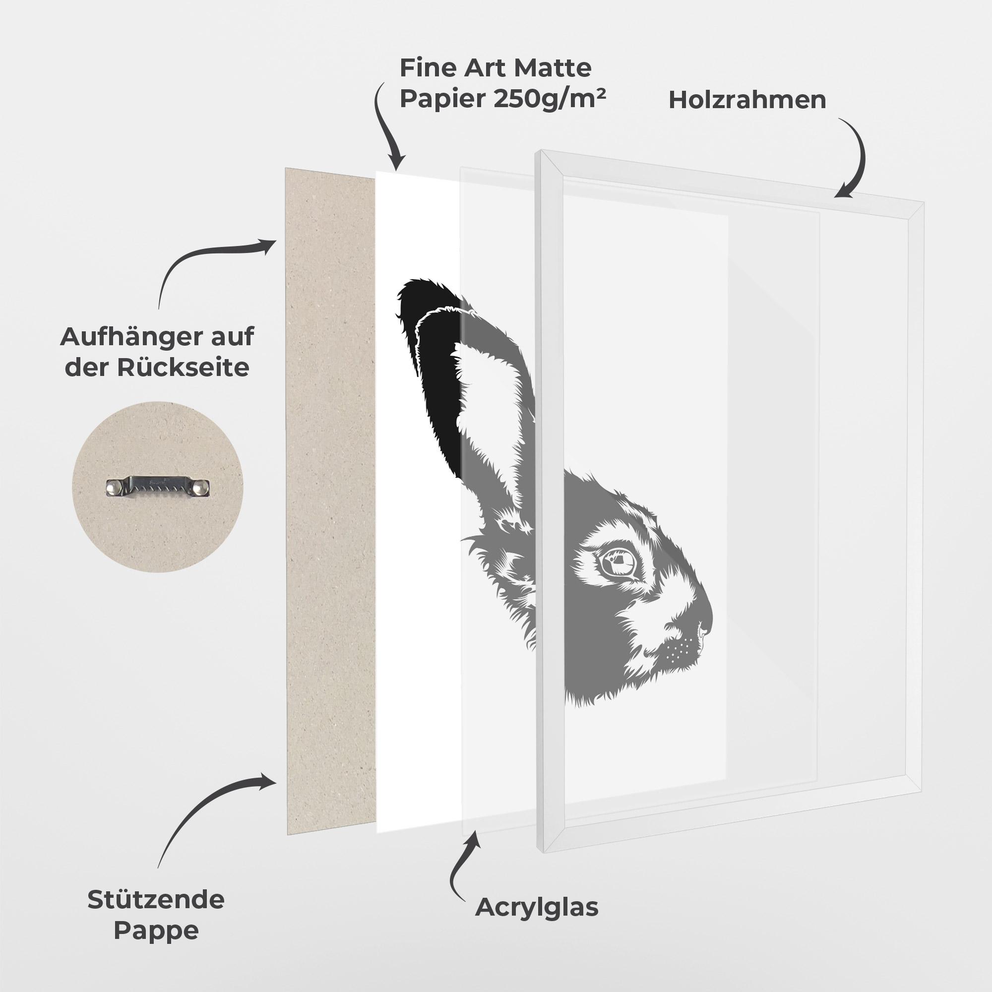 Gerahmte Poster Rabbit Head mockup 1