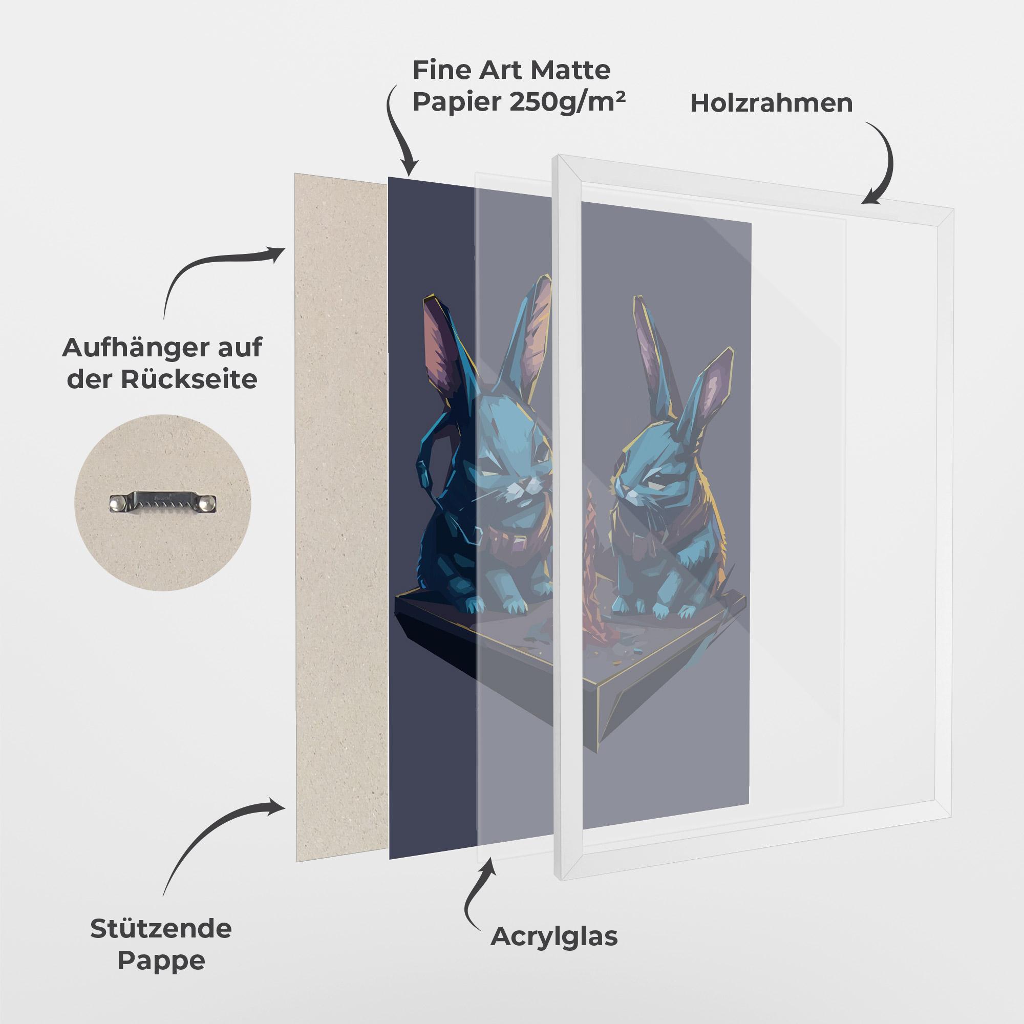 Gerahmte Poster Rabbit Headset mockup 1