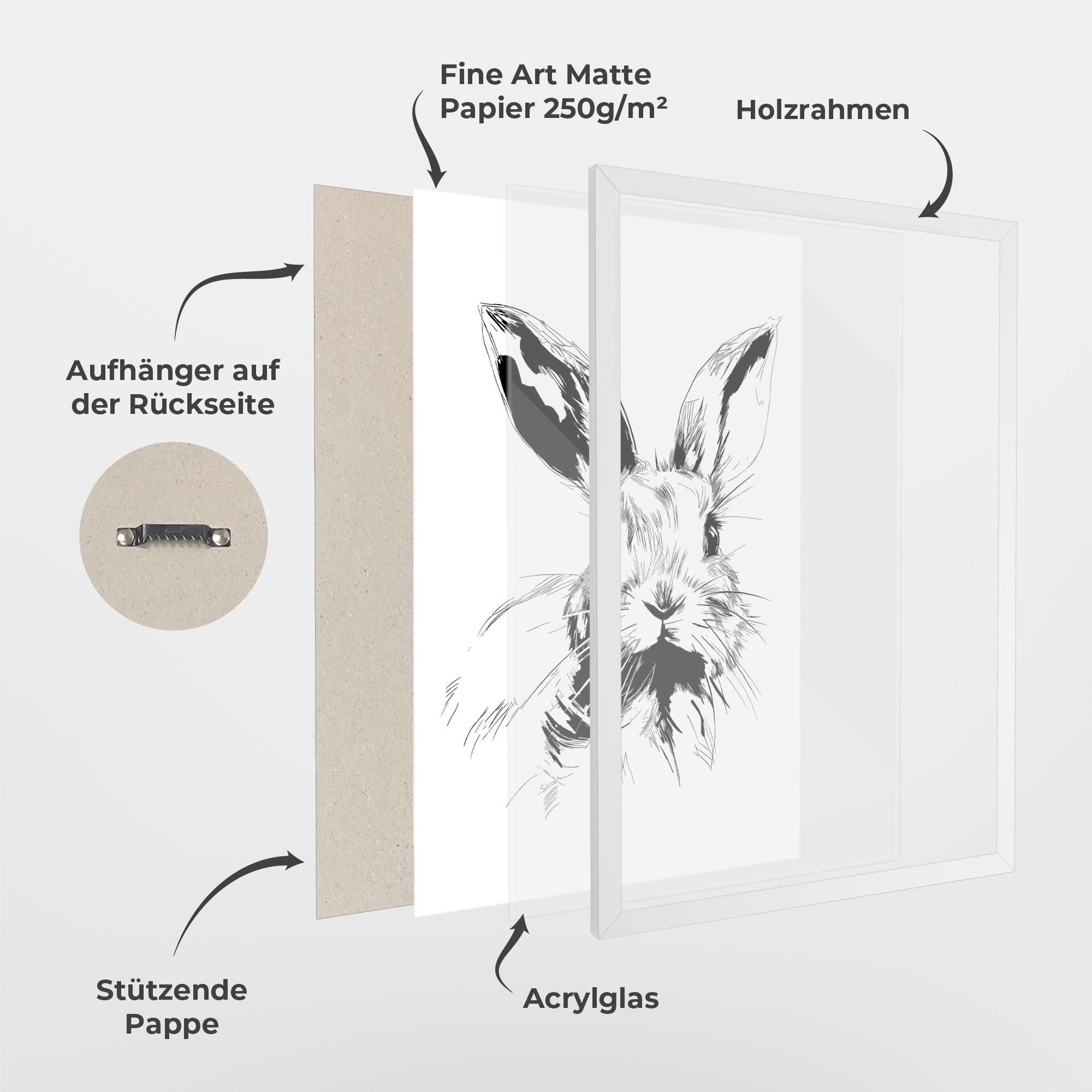 Gerahmte Poster Rabbit Looking mockup 1