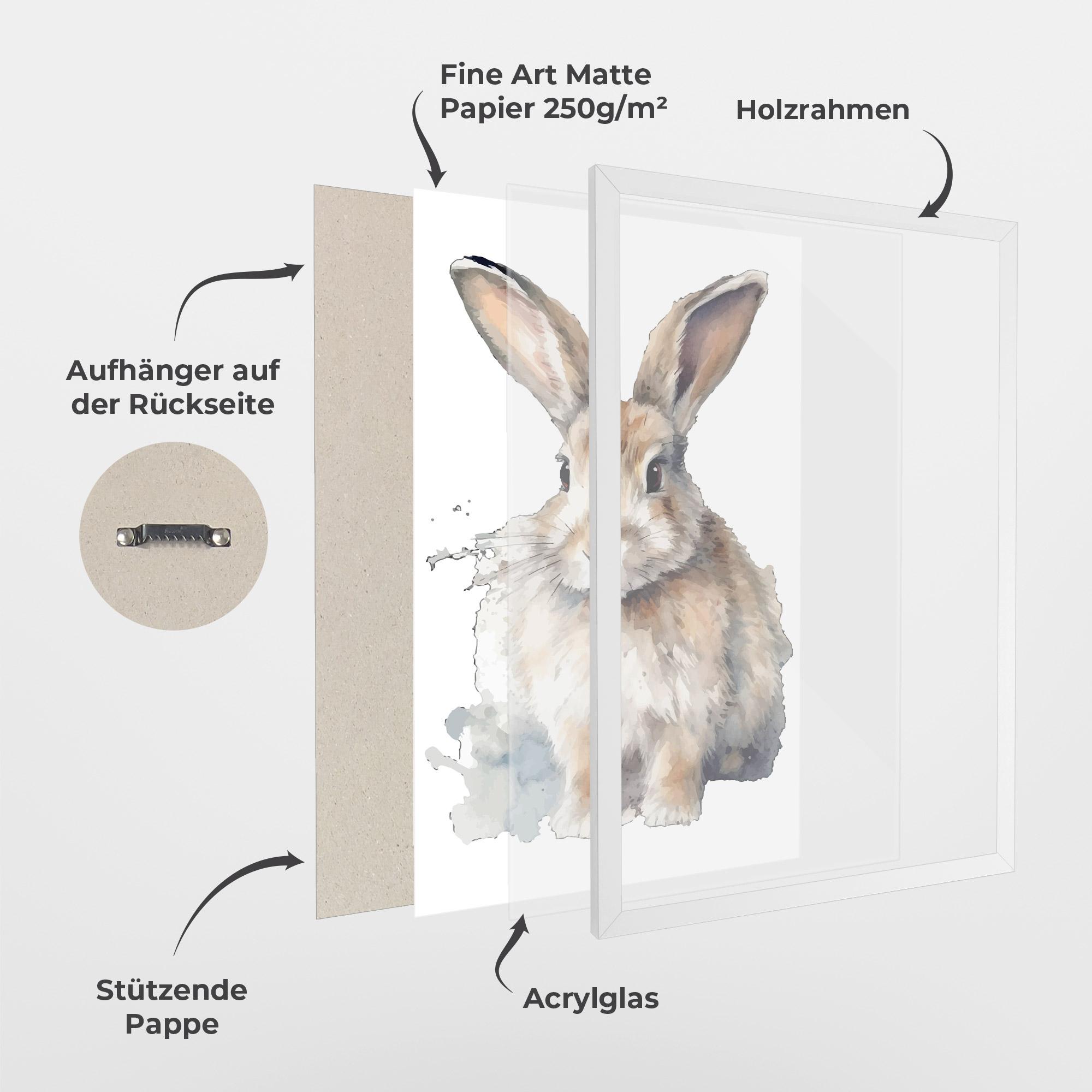 Gerahmte Poster Watercolor Cute Bunny mockup 1
