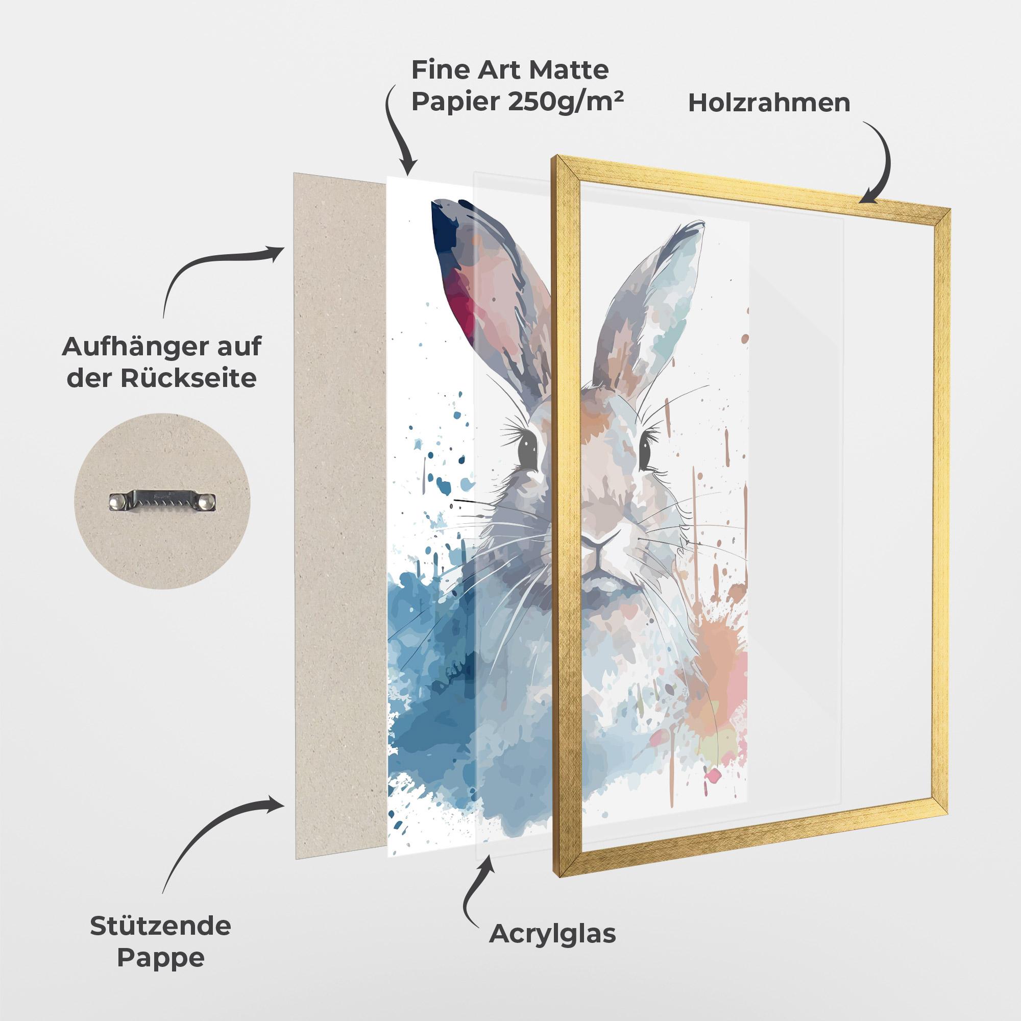 Gerahmte Poster Bunny Art Splash mockup 1