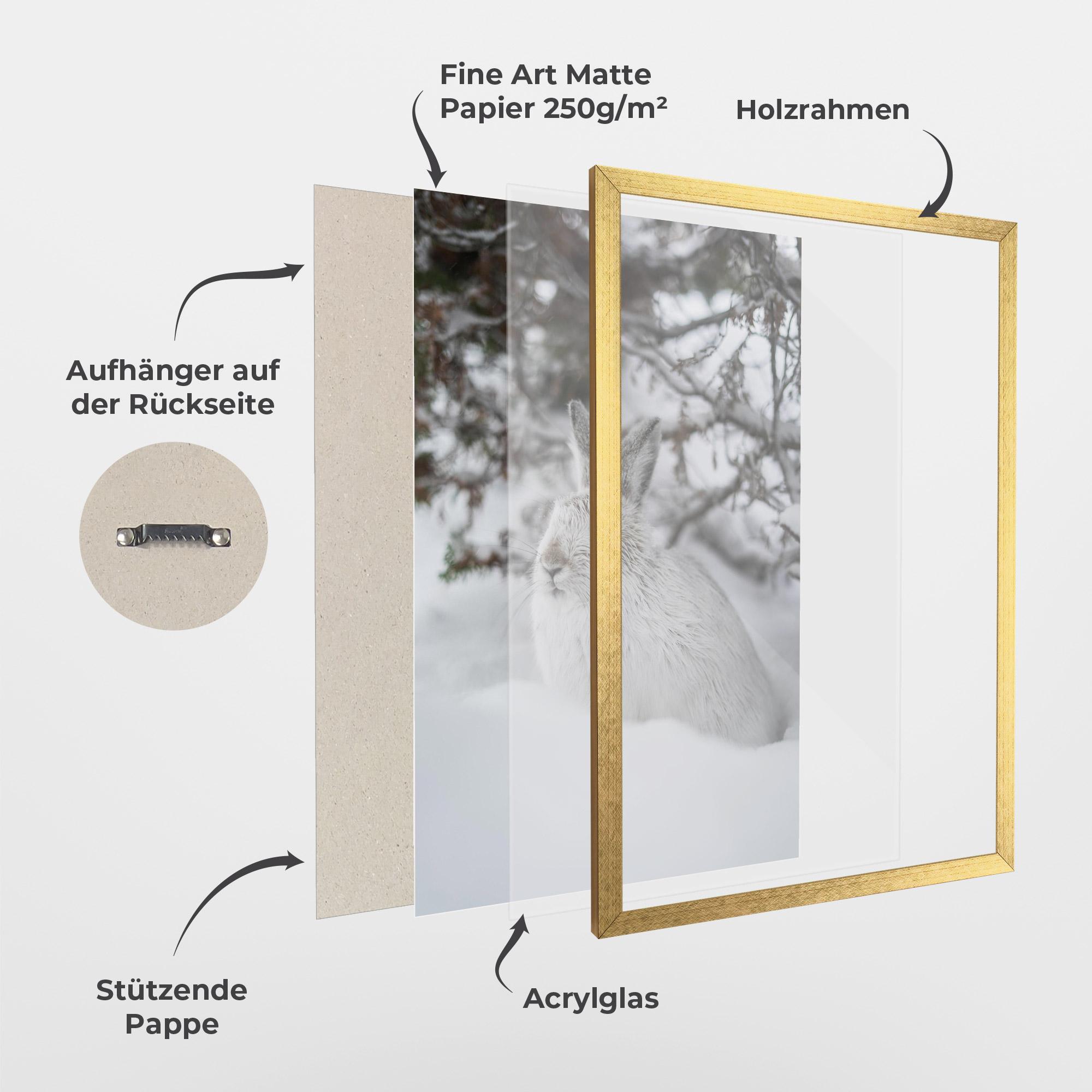 Gerahmte Poster Bunny In Snow mockup 1