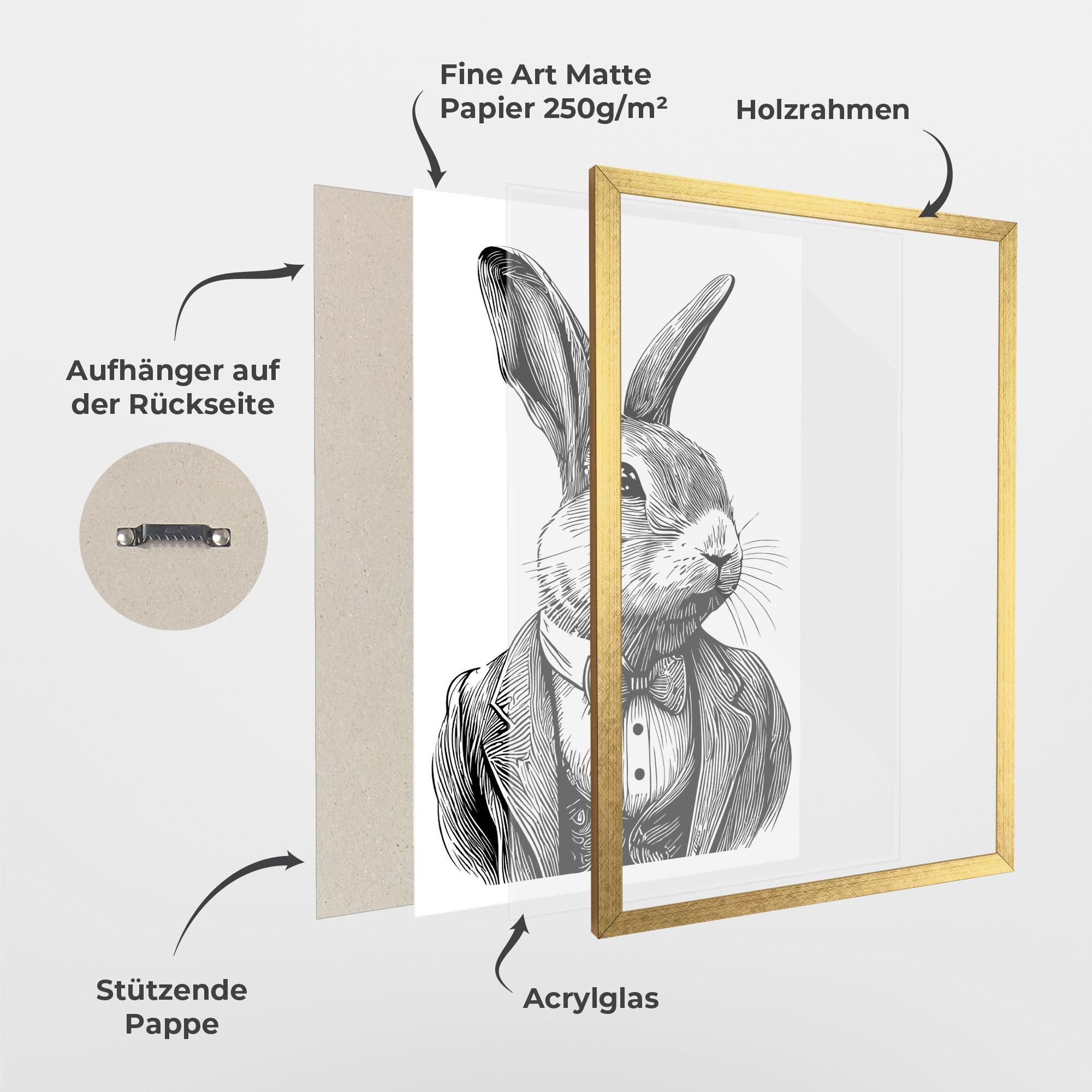 Gerahmte Poster Bunny In Suit mockup 1