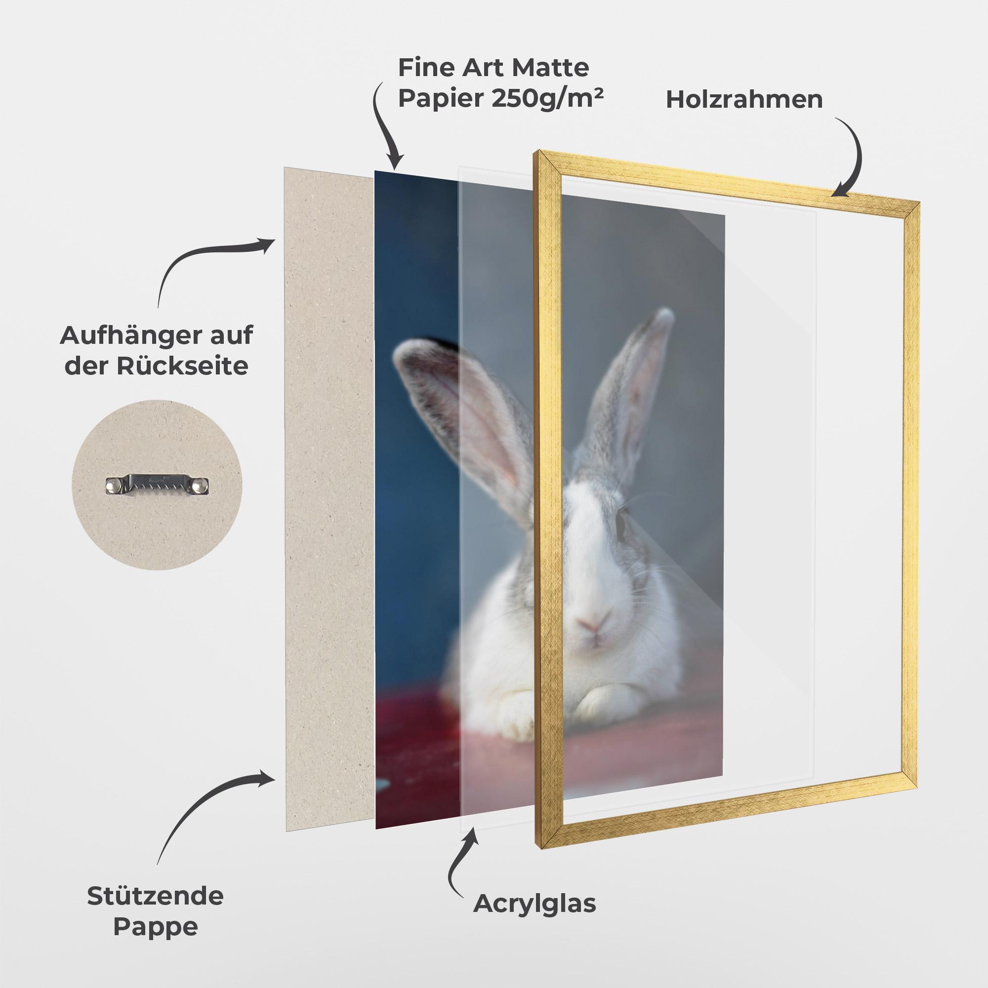 Gerahmte Poster Cute Grey Bunny mockup 1