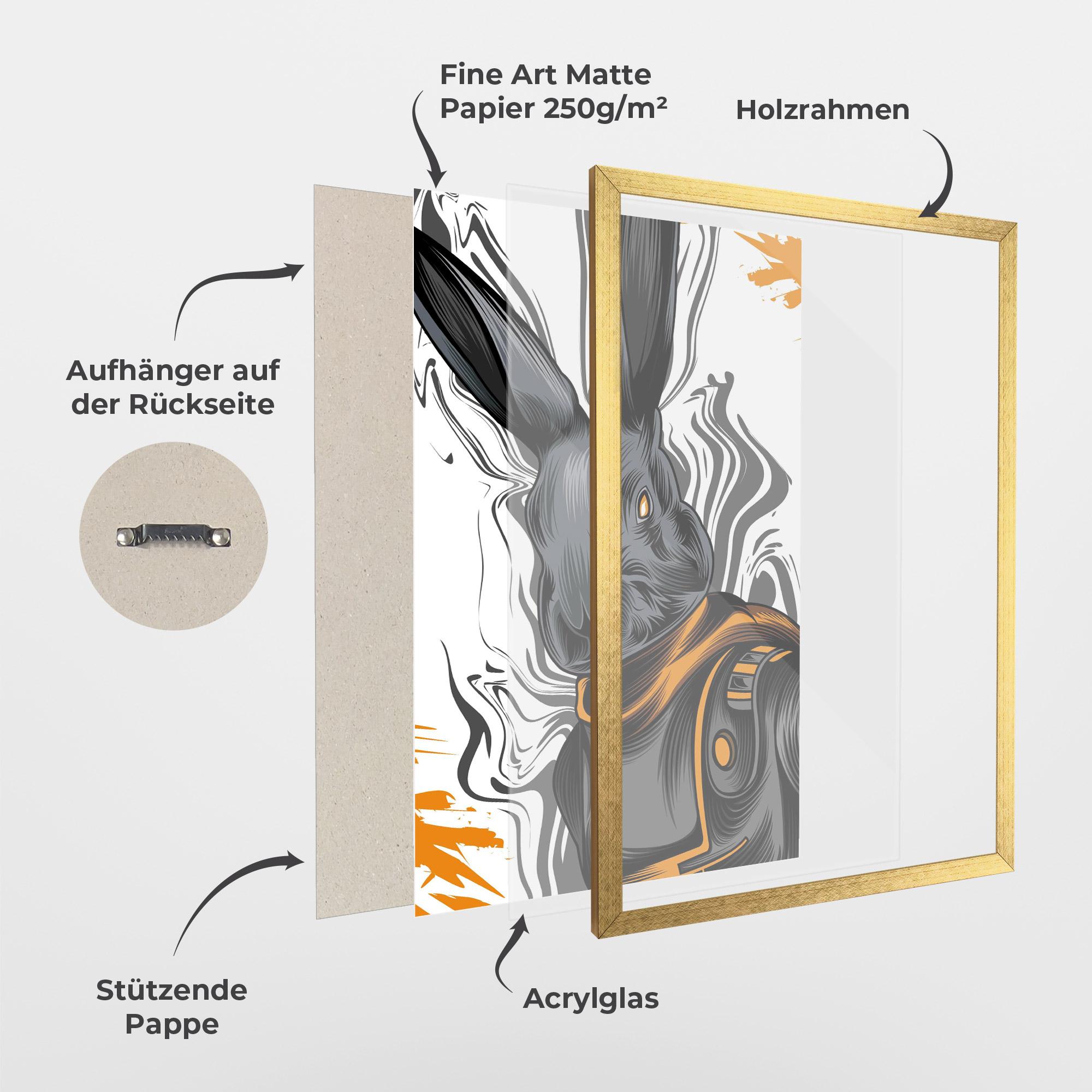 Gerahmte Poster Cyborg Yellow Bunny mockup 1