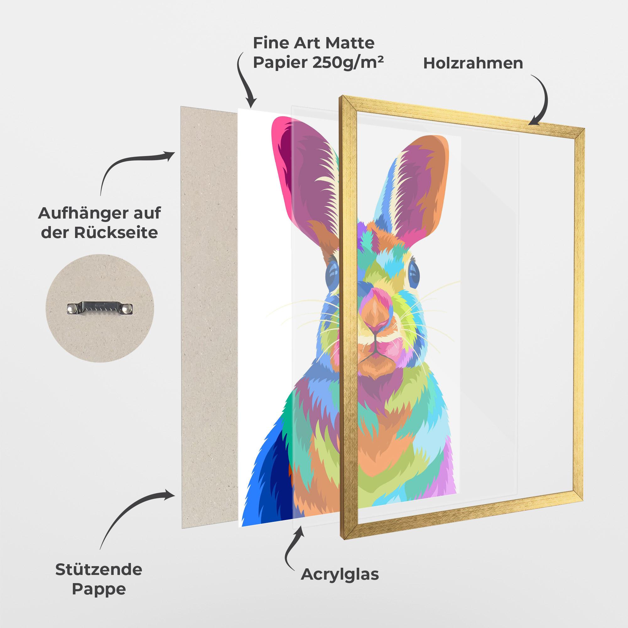 Gerahmte Poster Rabbit Art Style mockup 1