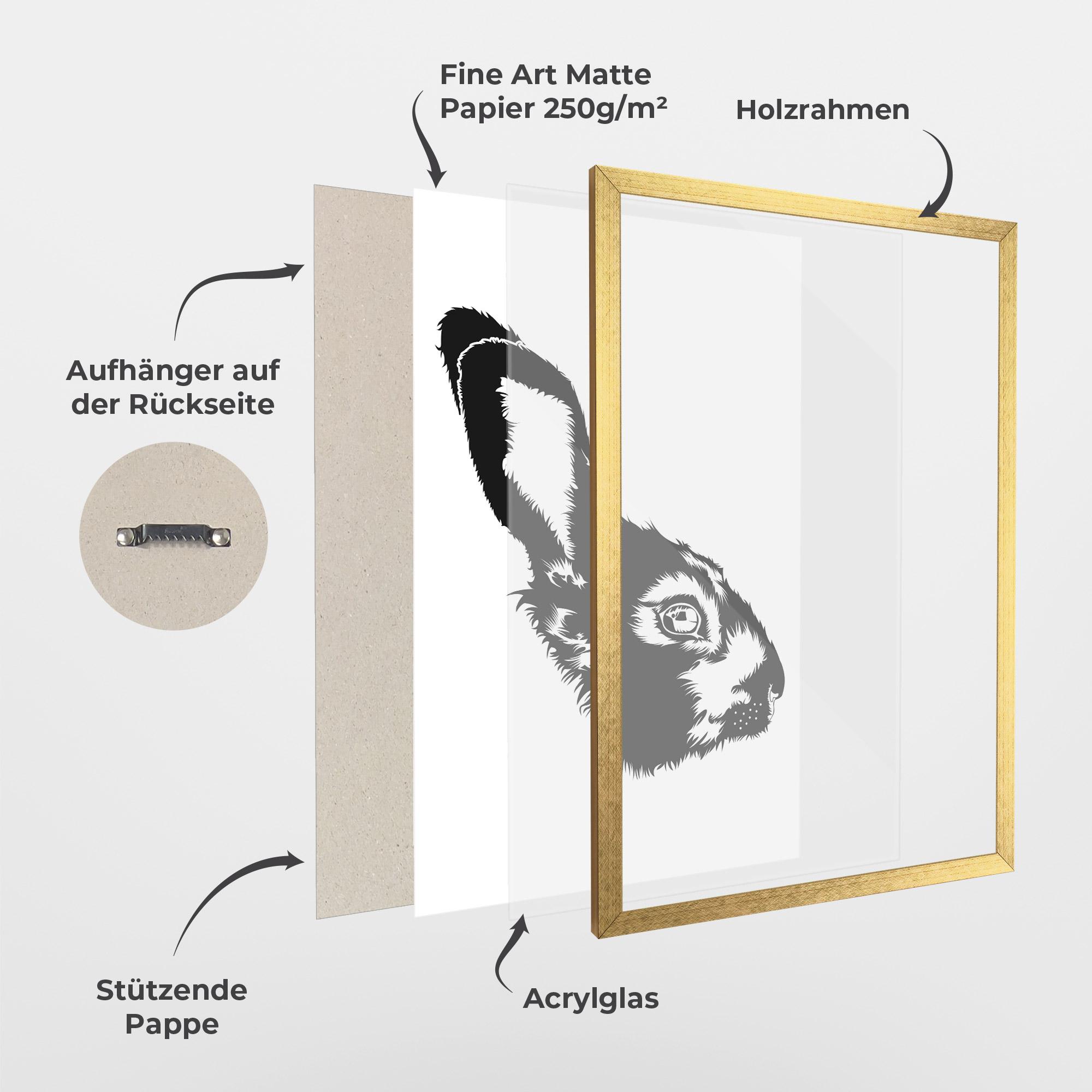 Gerahmte Poster Rabbit Head mockup 1