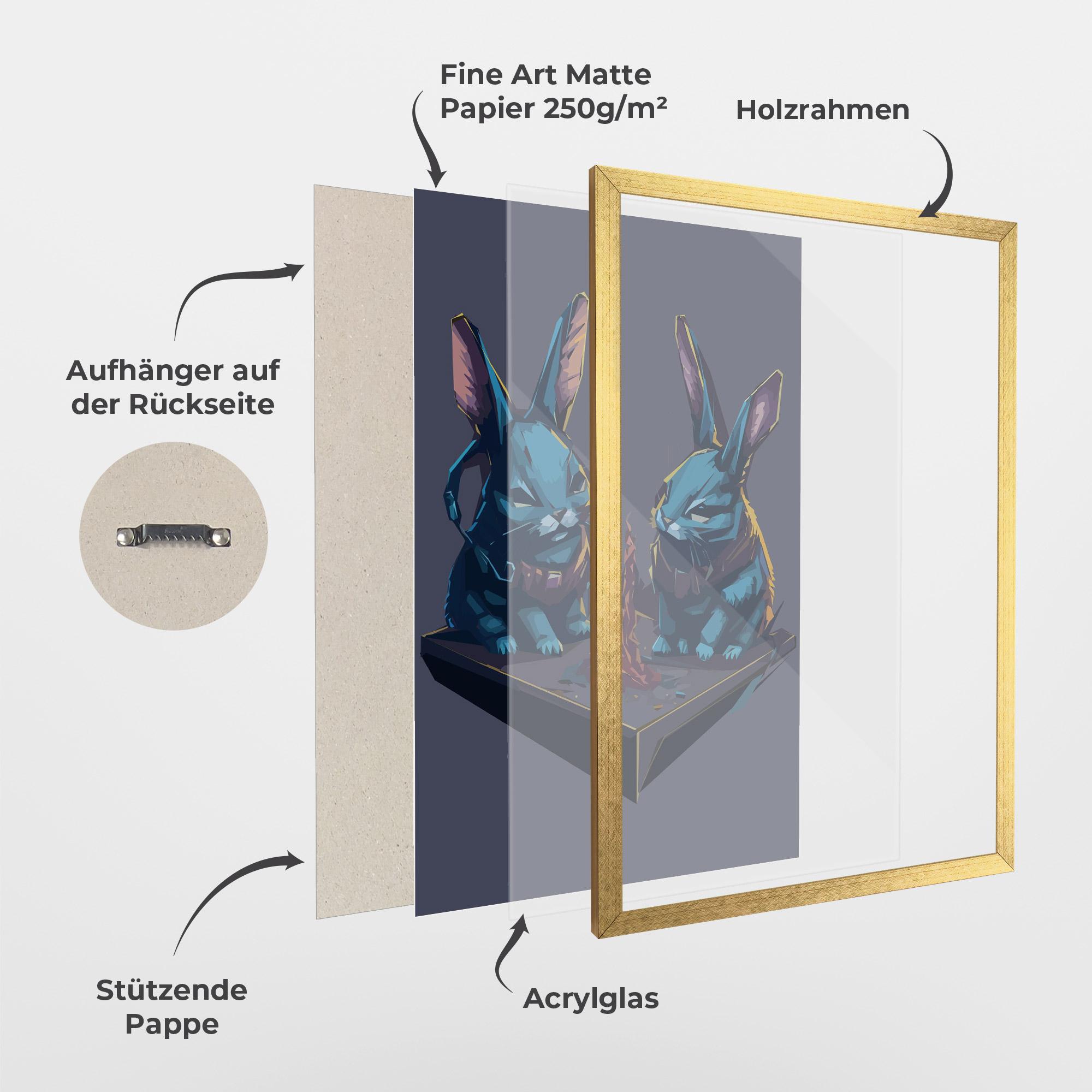 Gerahmte Poster Rabbit Headset mockup 1