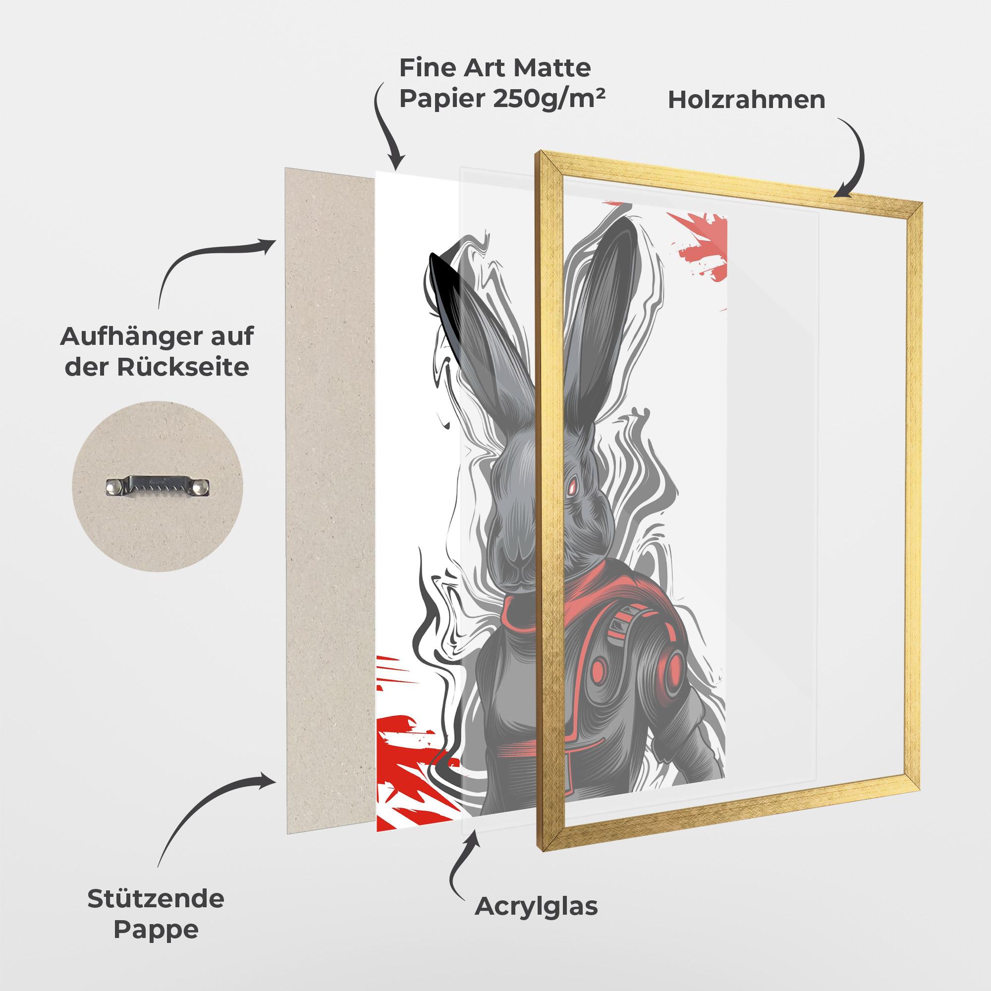 Gerahmte Poster Red Robot Bunny mockup 1