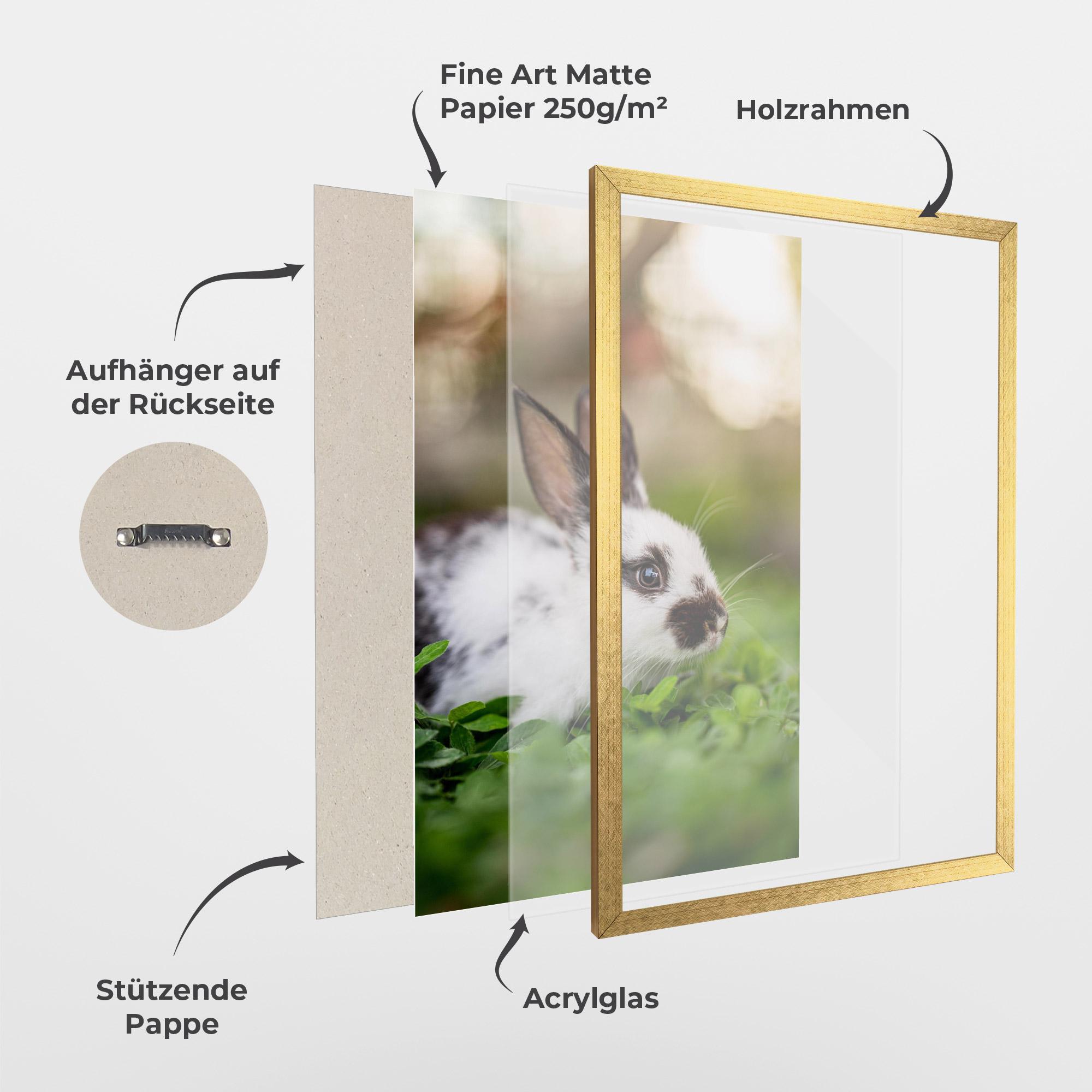 Gerahmte Poster White Black Bunny mockup 1