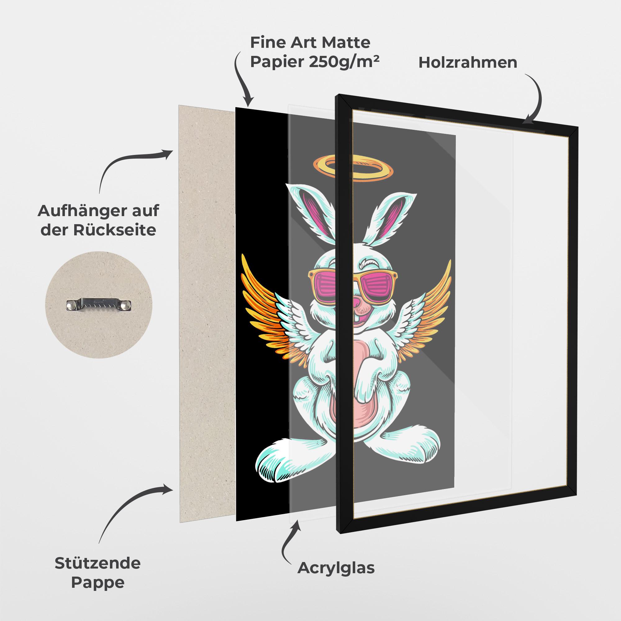 Gerahmte Poster Angel Cool Bunny mockup 1