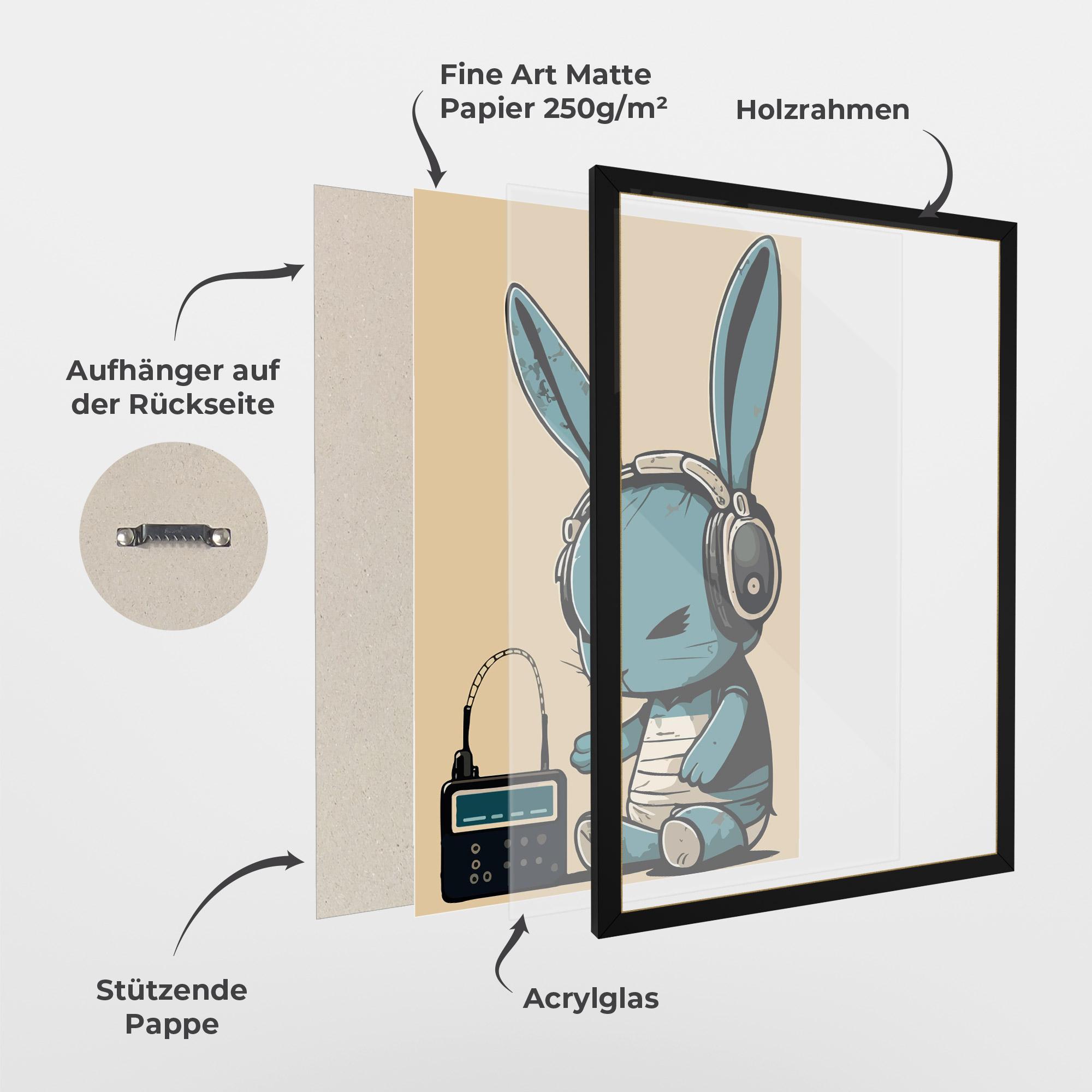 Gerahmte Poster Blue Baby Bunny mockup 1