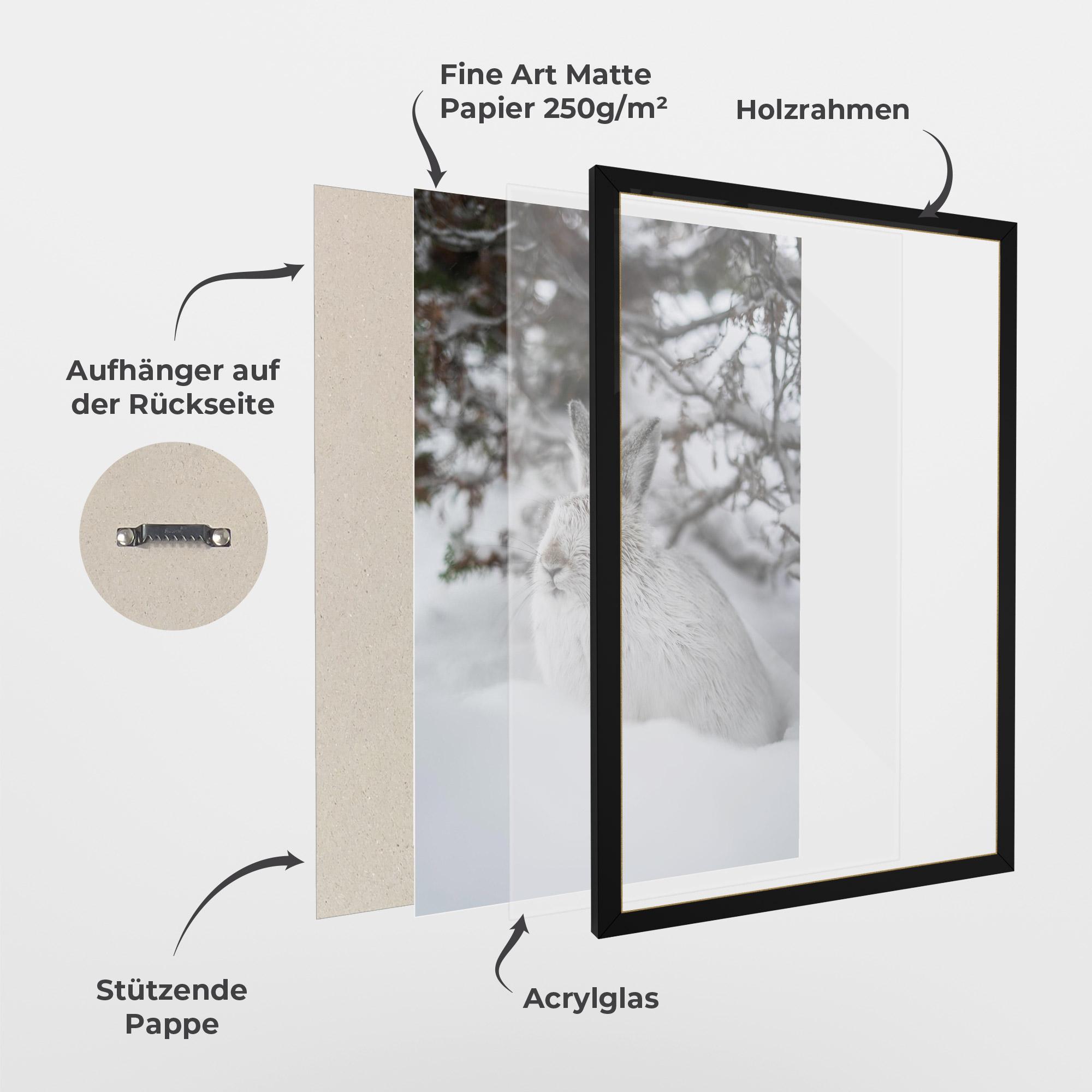 Gerahmte Poster Bunny In Snow mockup 1