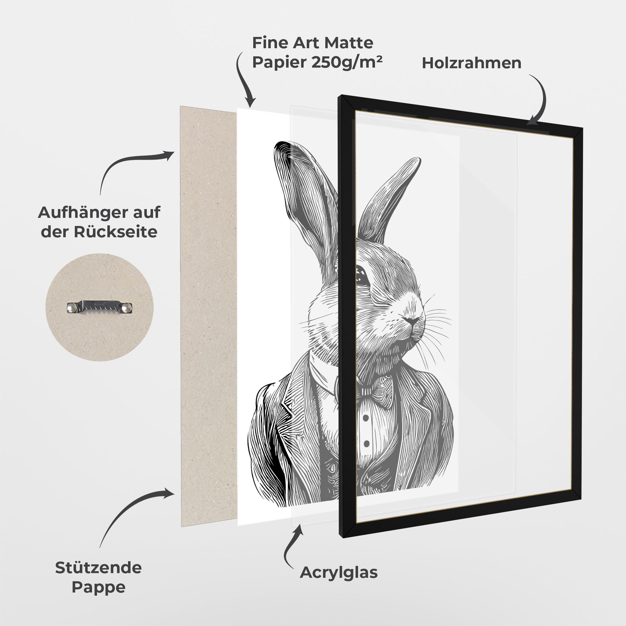 Gerahmte Poster Bunny In Suit mockup 1