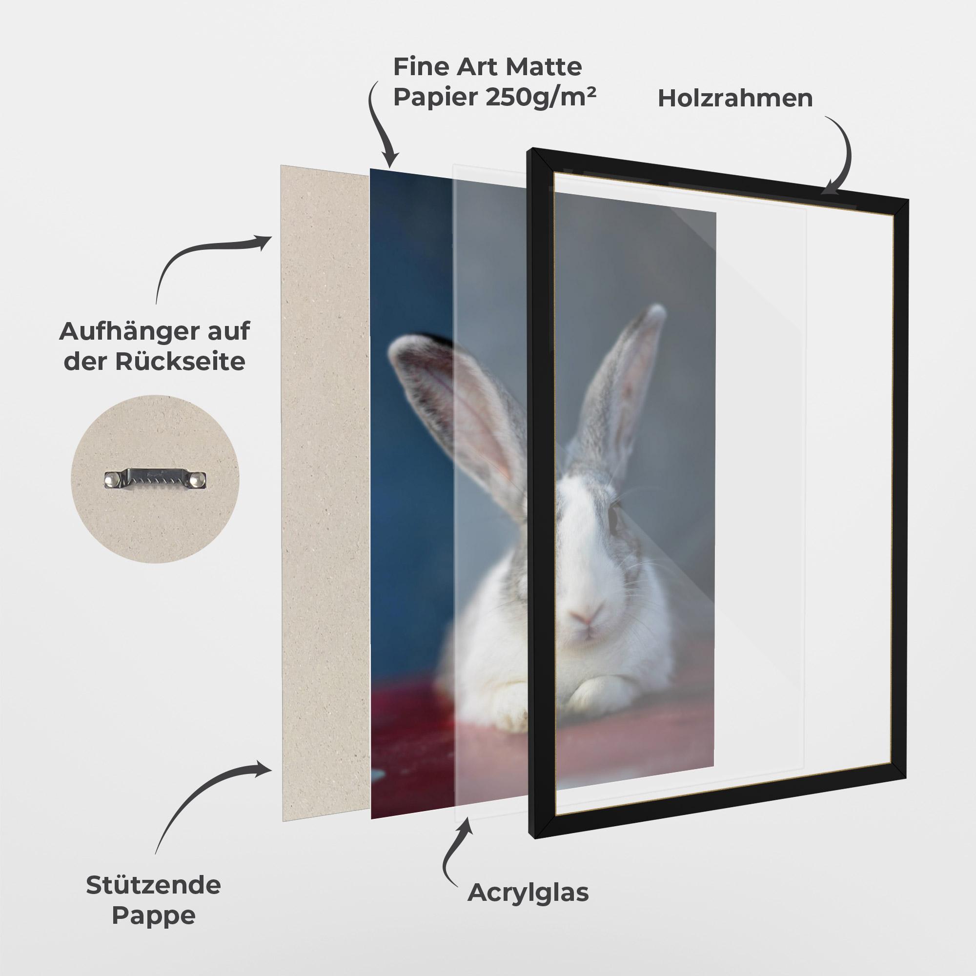 Gerahmte Poster Cute Grey Bunny mockup 1