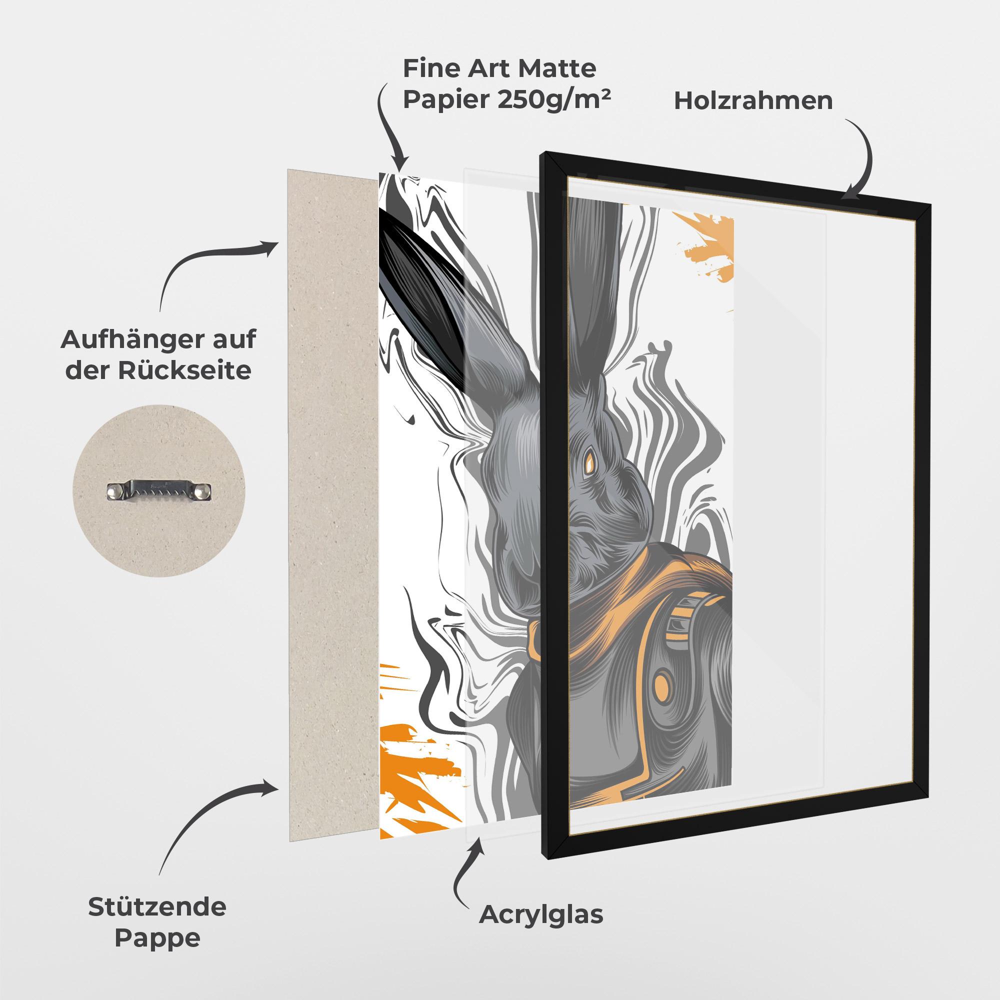 Gerahmte Poster Cyborg Yellow Bunny mockup 1