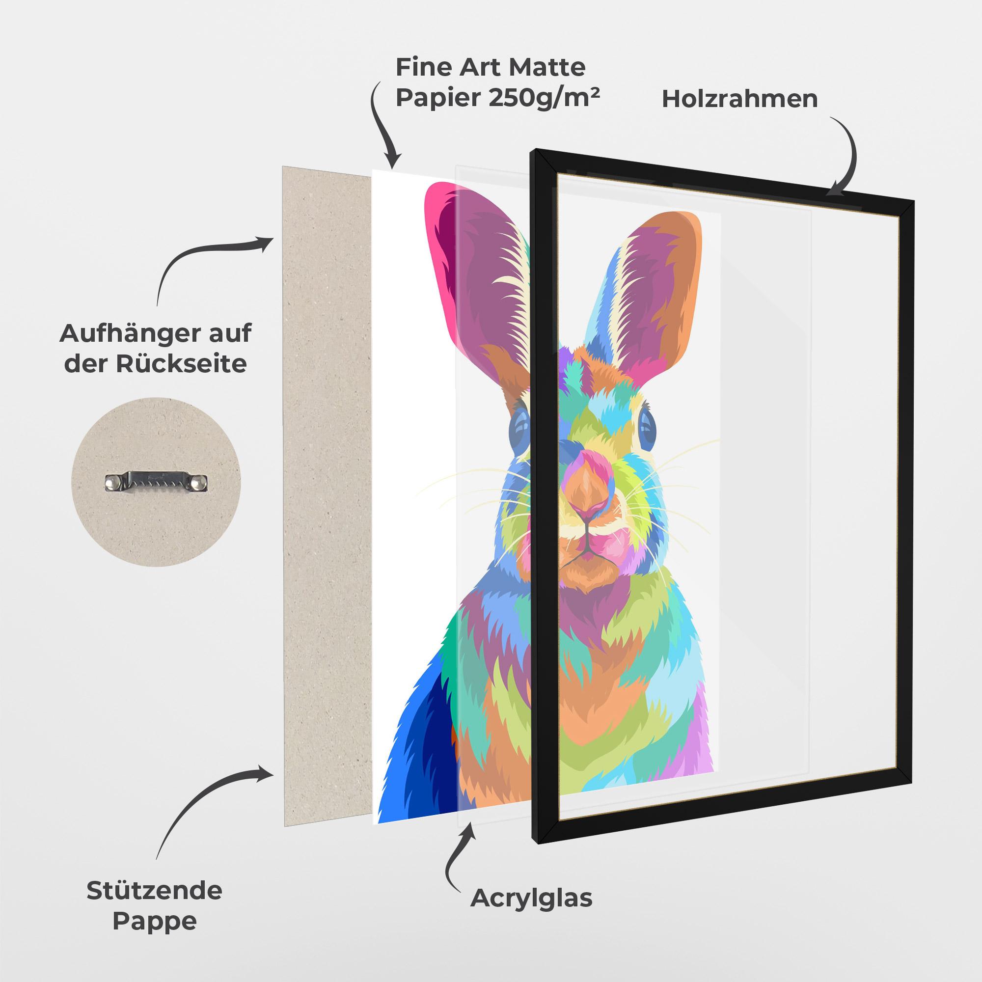 Gerahmte Poster Rabbit Art Style mockup 1