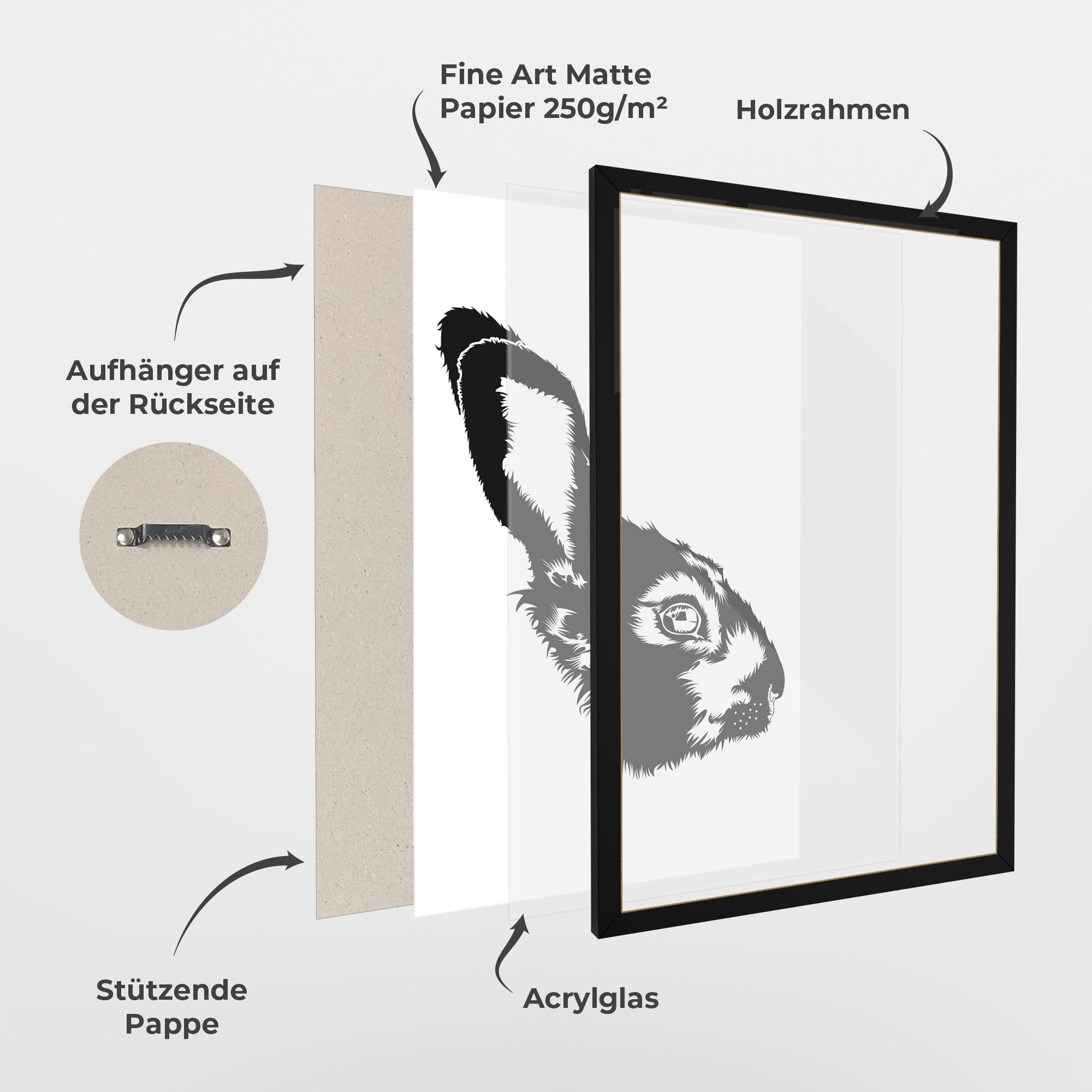 Gerahmte Poster Rabbit Head mockup 1