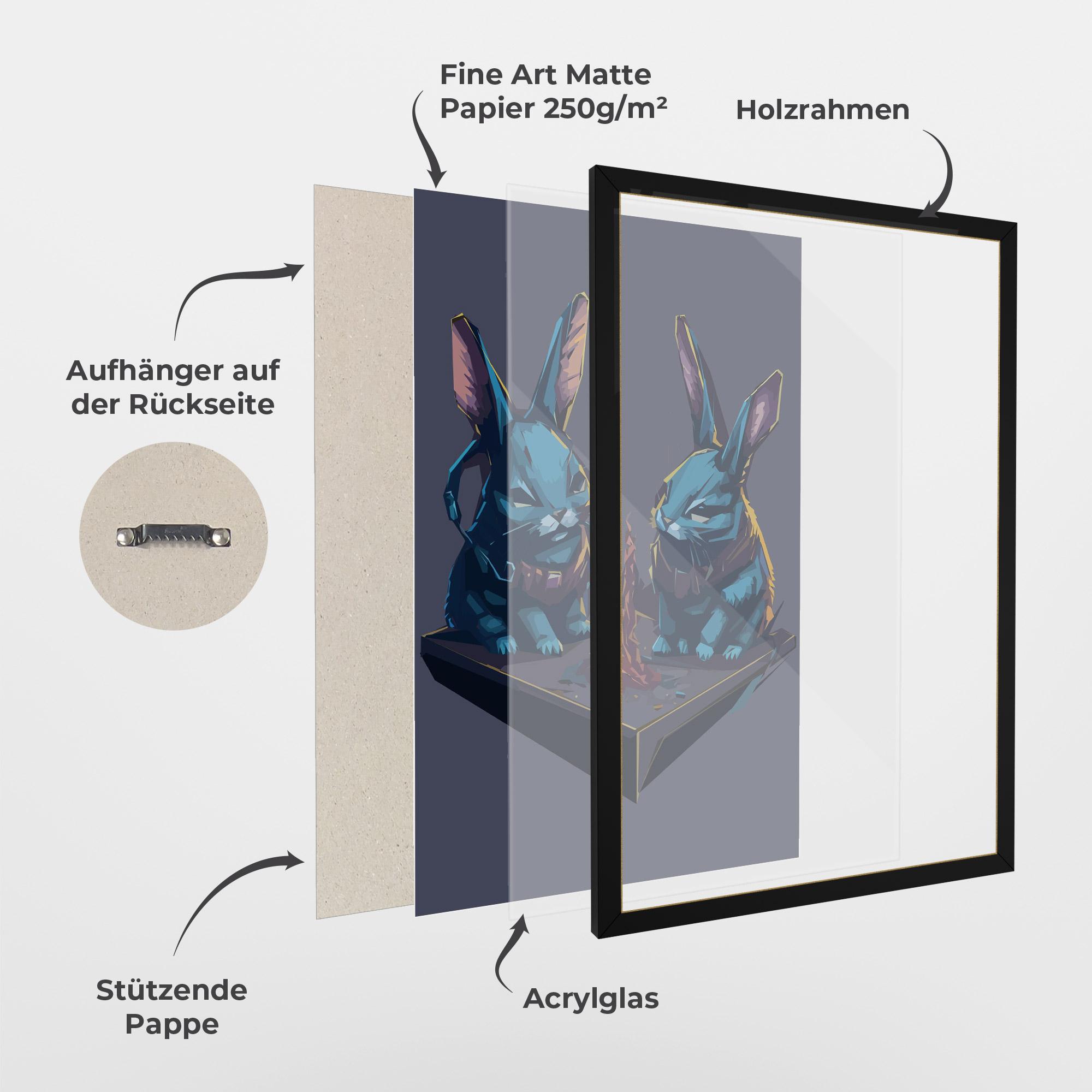 Gerahmte Poster Rabbit Headset mockup 1