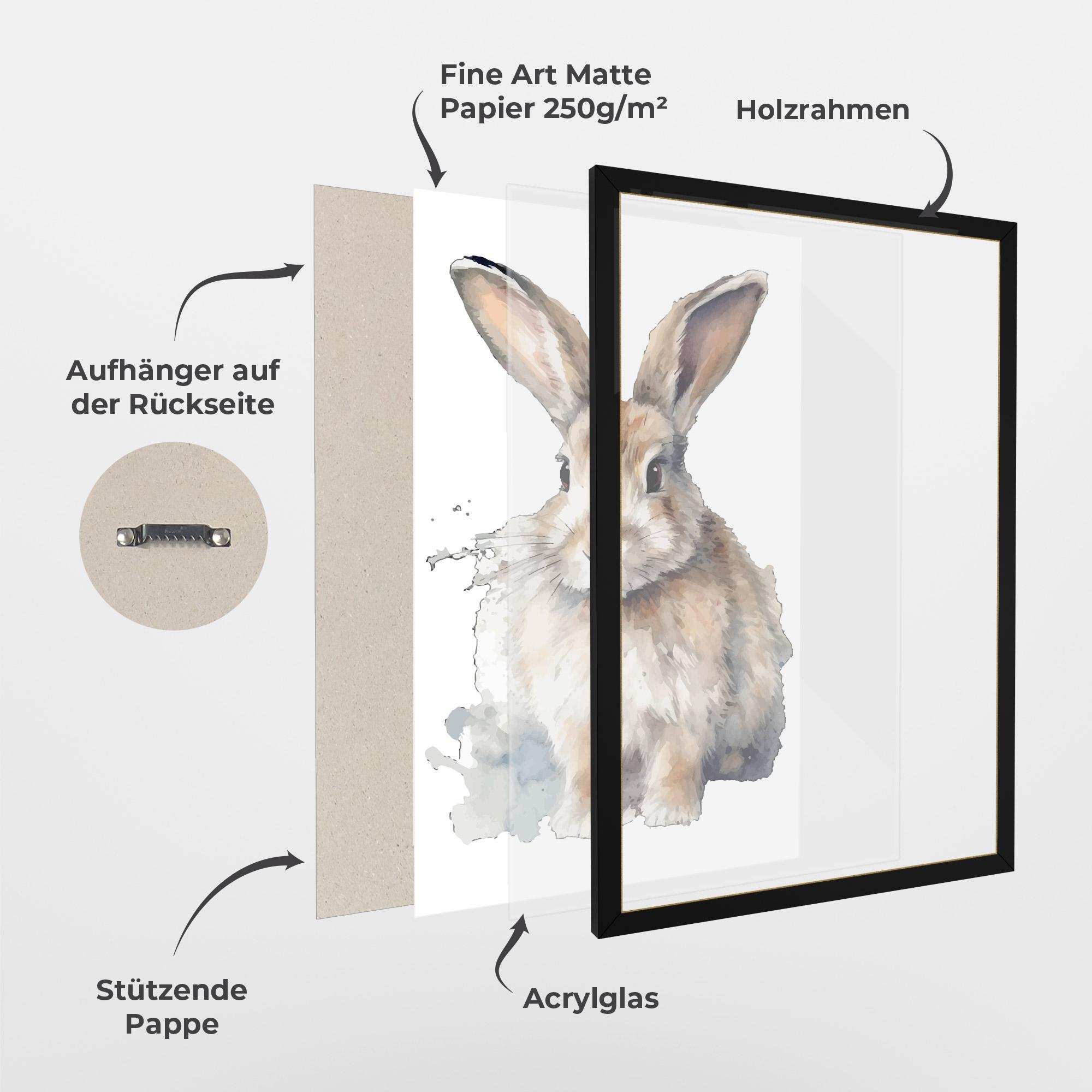 Gerahmte Poster Watercolor Cute Bunny mockup 1