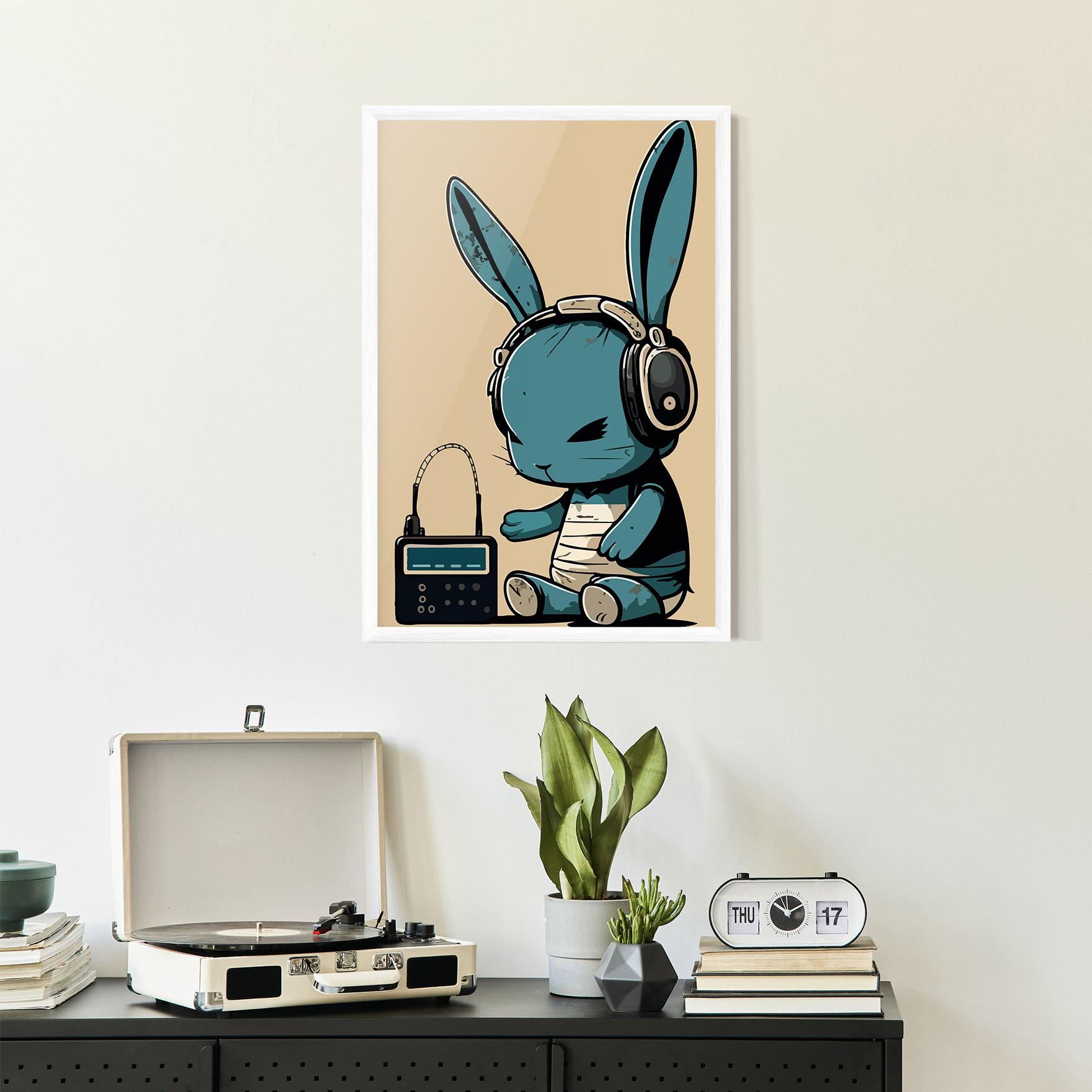 Gerahmte Poster Blue Baby Bunny mockup 2