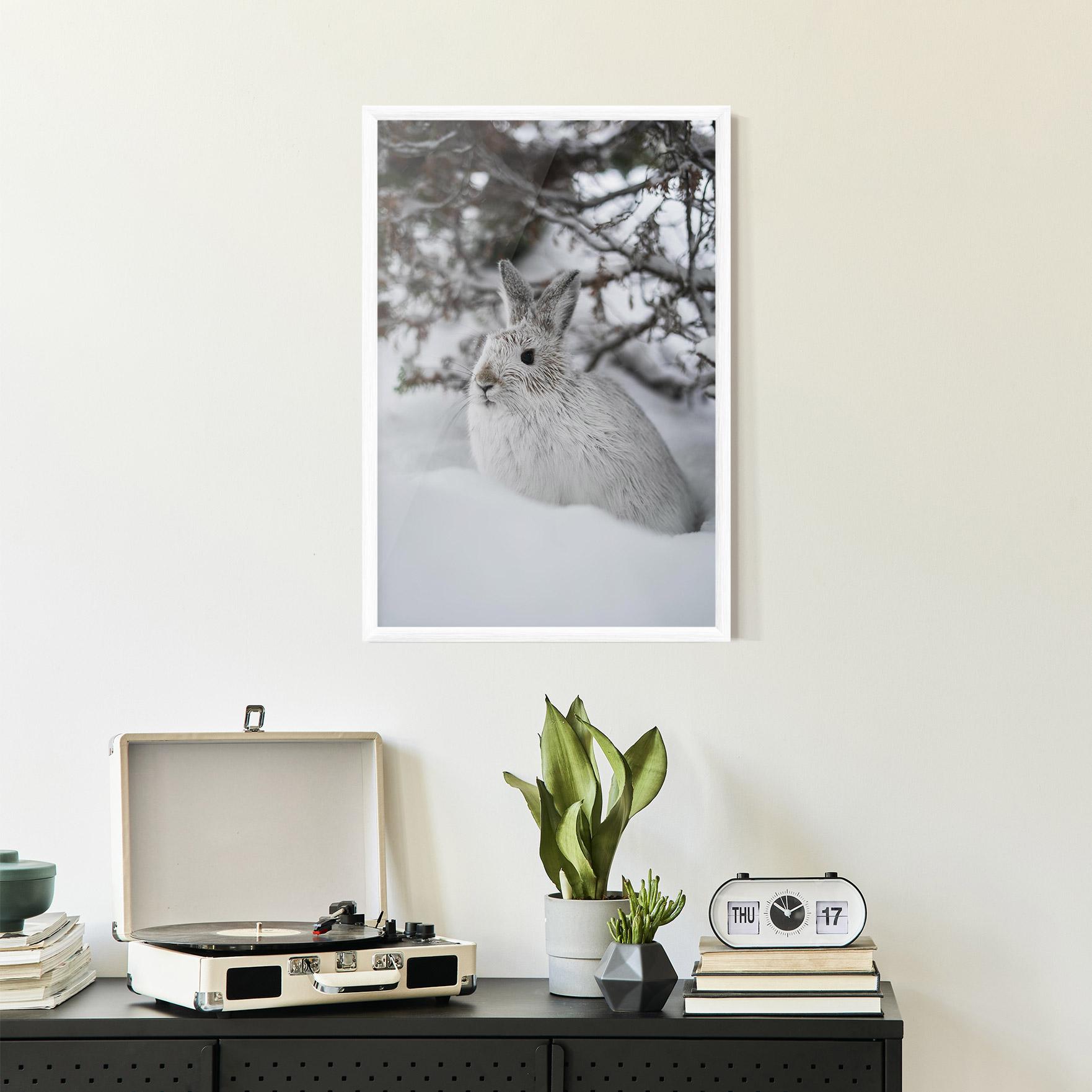 Gerahmte Poster Bunny In Snow mockup 2