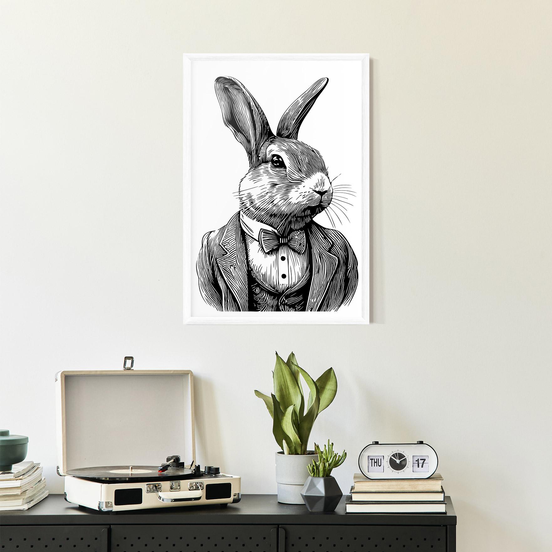 Gerahmte Poster Bunny In Suit mockup 2