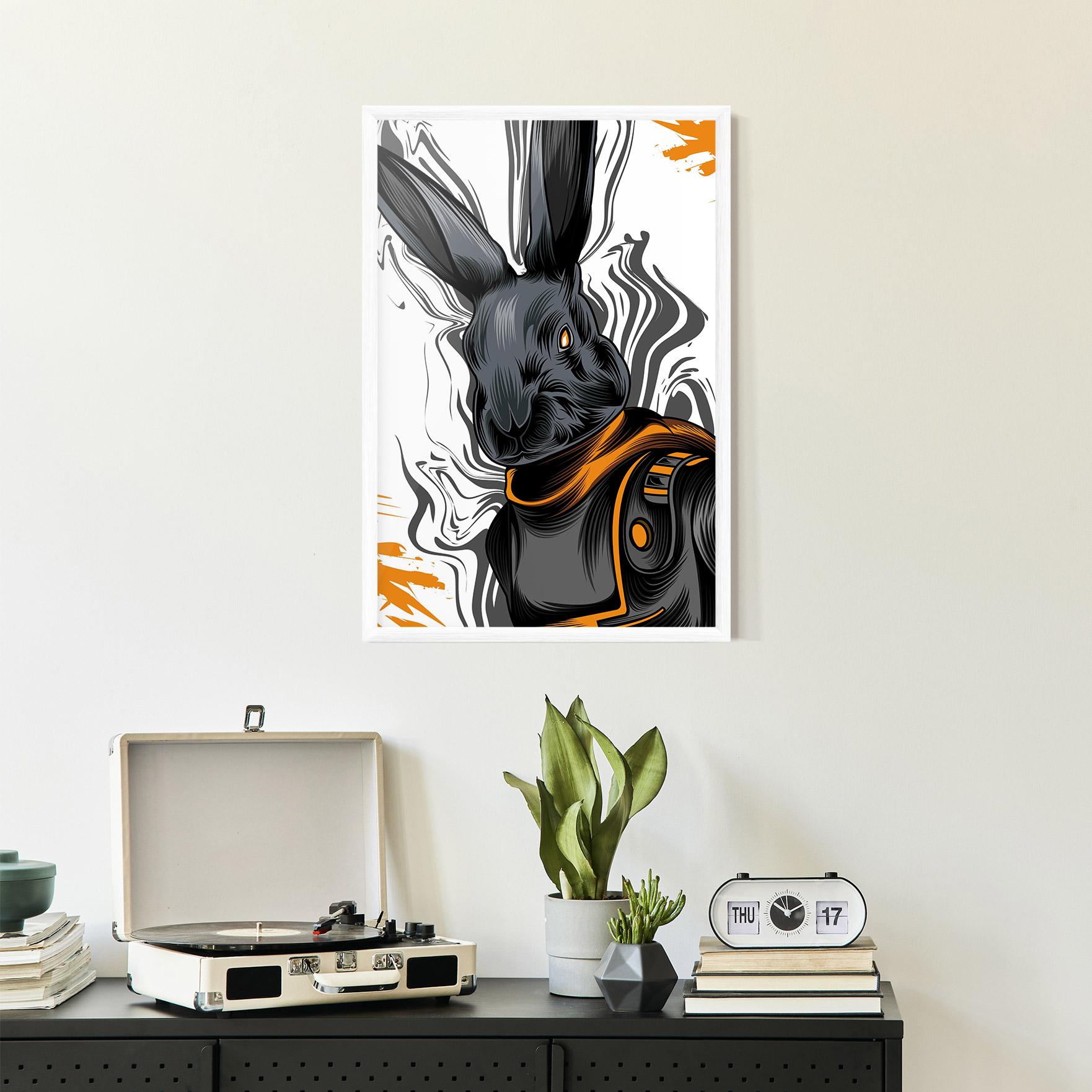 Gerahmte Poster Cyborg Yellow Bunny mockup 2