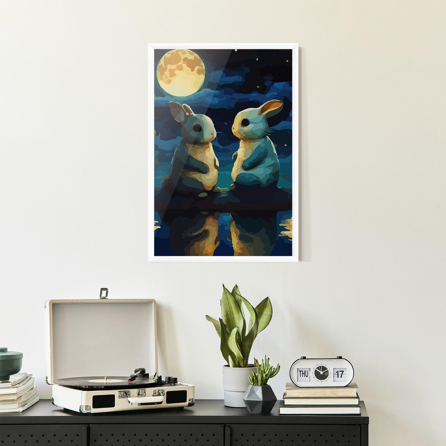 Gerahmte Poster Full Moon Bunny mockup 2