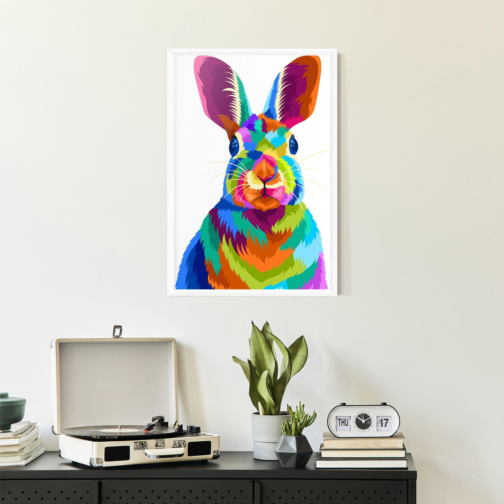 Gerahmte Poster Rabbit Art Style mockup 2