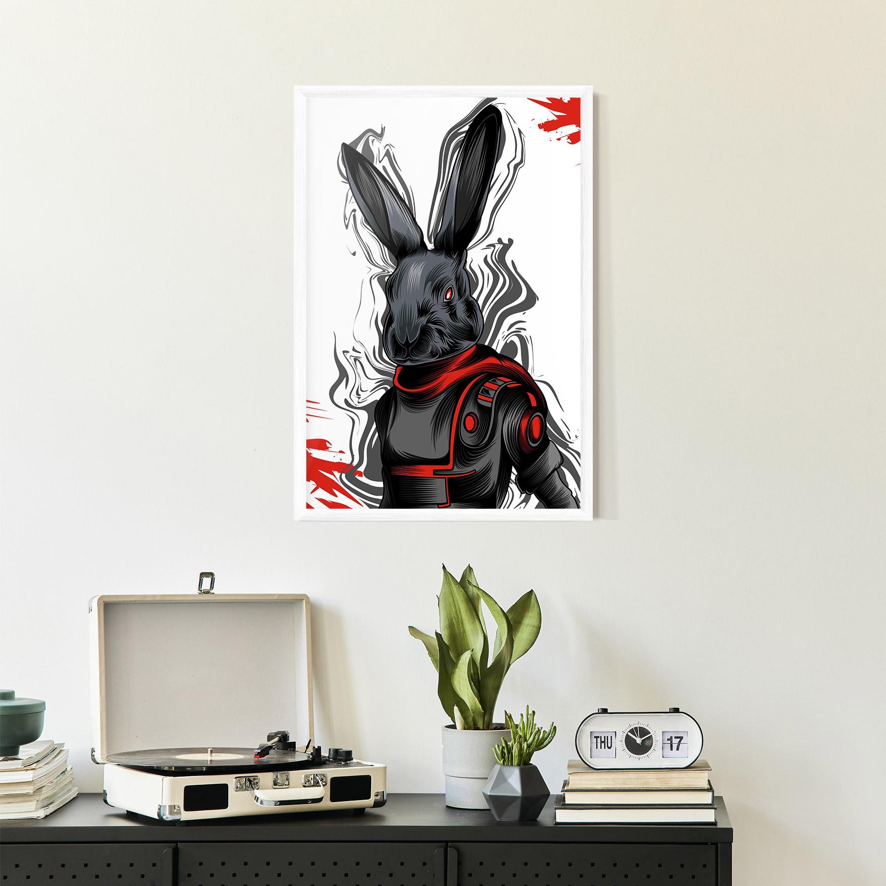 Gerahmte Poster Red Robot Bunny mockup 2