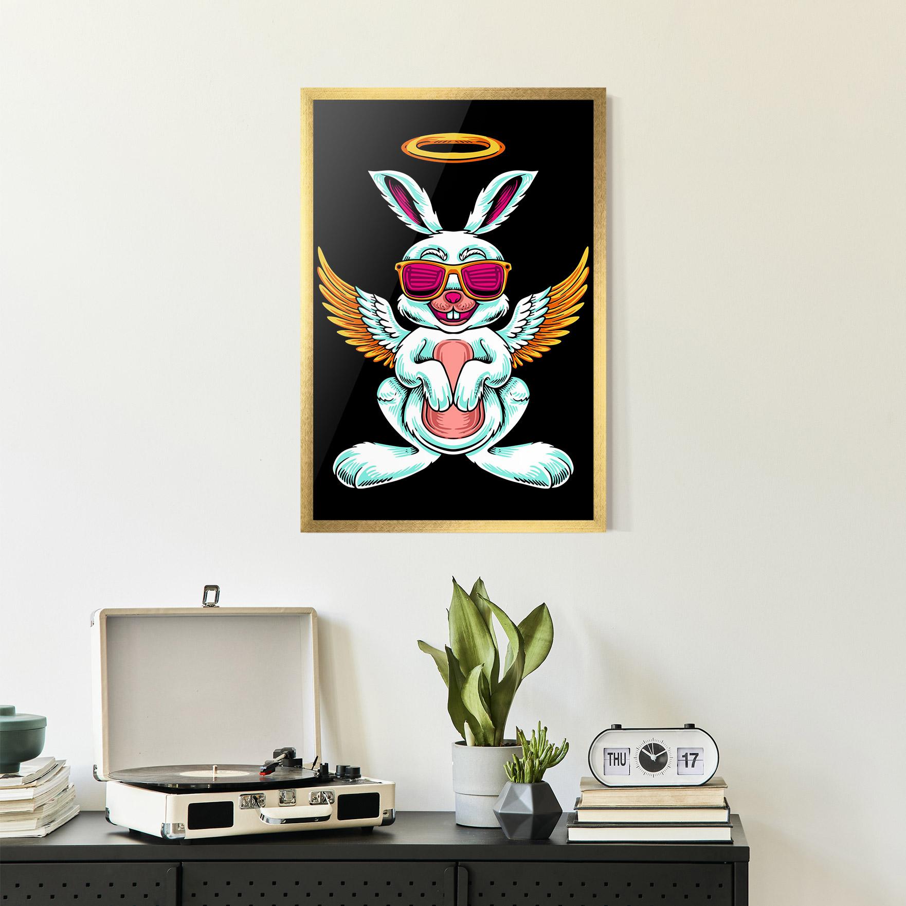 Gerahmte Poster Angel Cool Bunny mockup 2