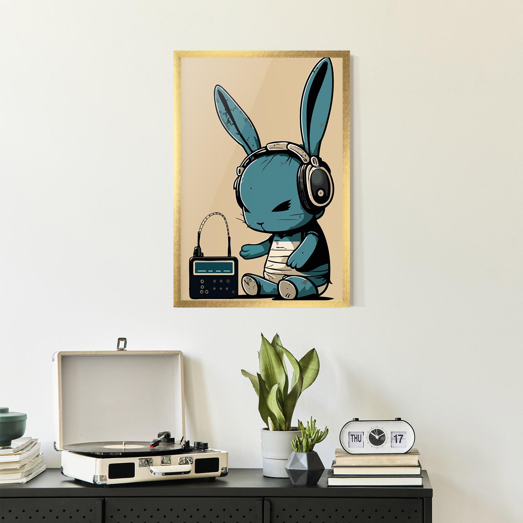 Gerahmte Poster Blue Baby Bunny mockup 2