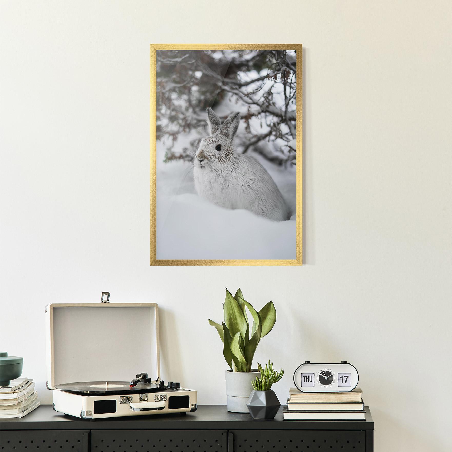Gerahmte Poster Bunny In Snow mockup 2