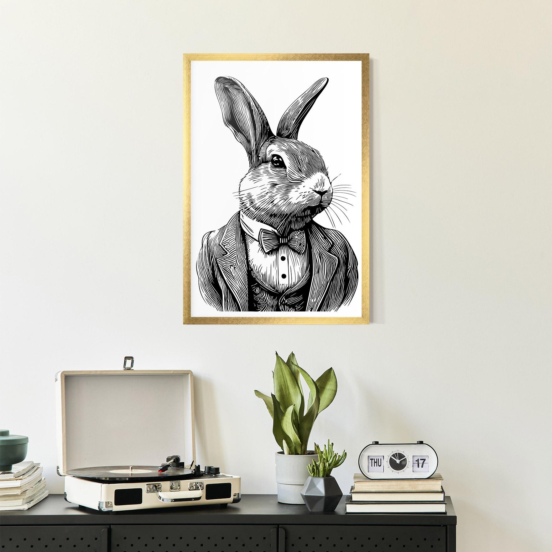Gerahmte Poster Bunny In Suit mockup 2