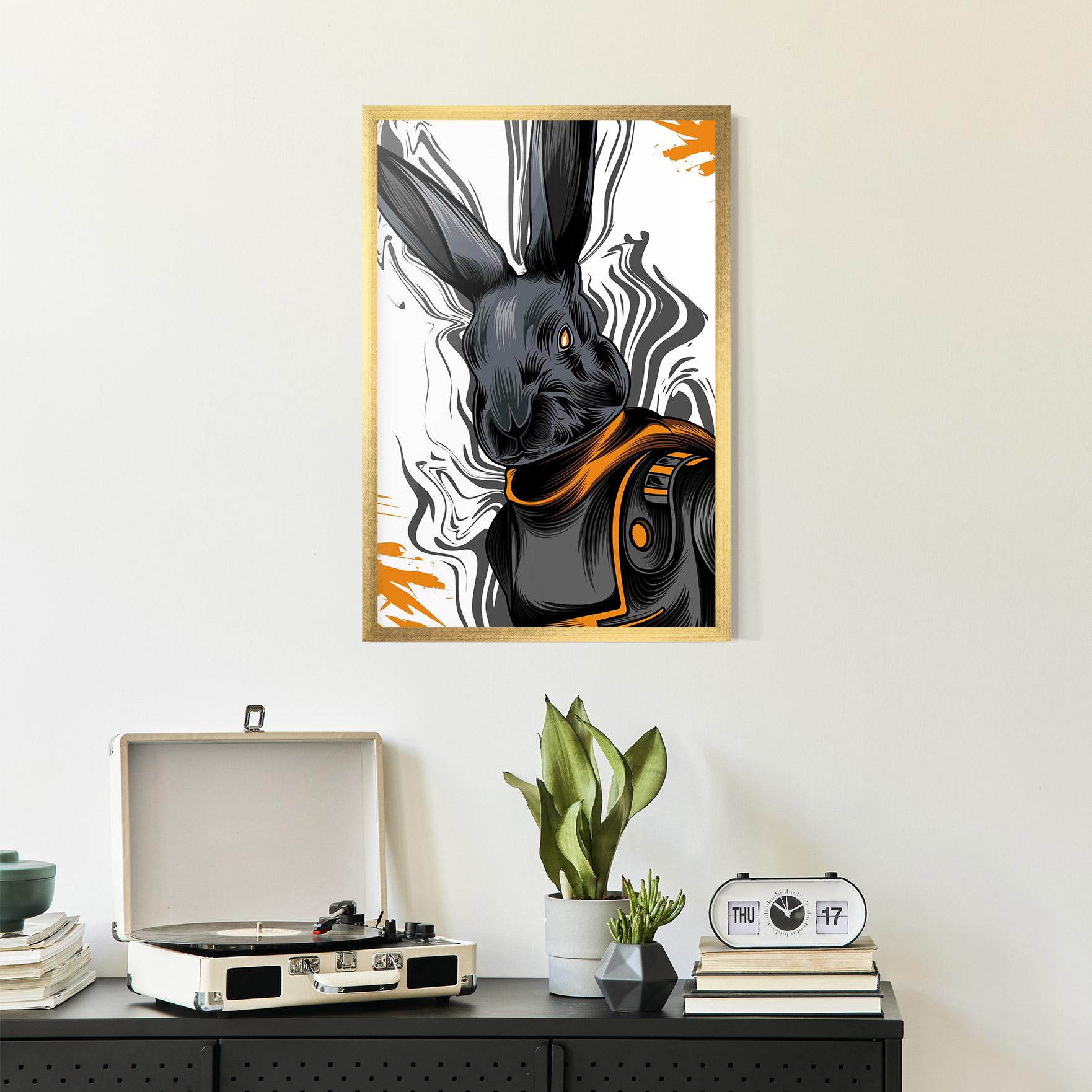 Gerahmte Poster Cyborg Yellow Bunny mockup 2