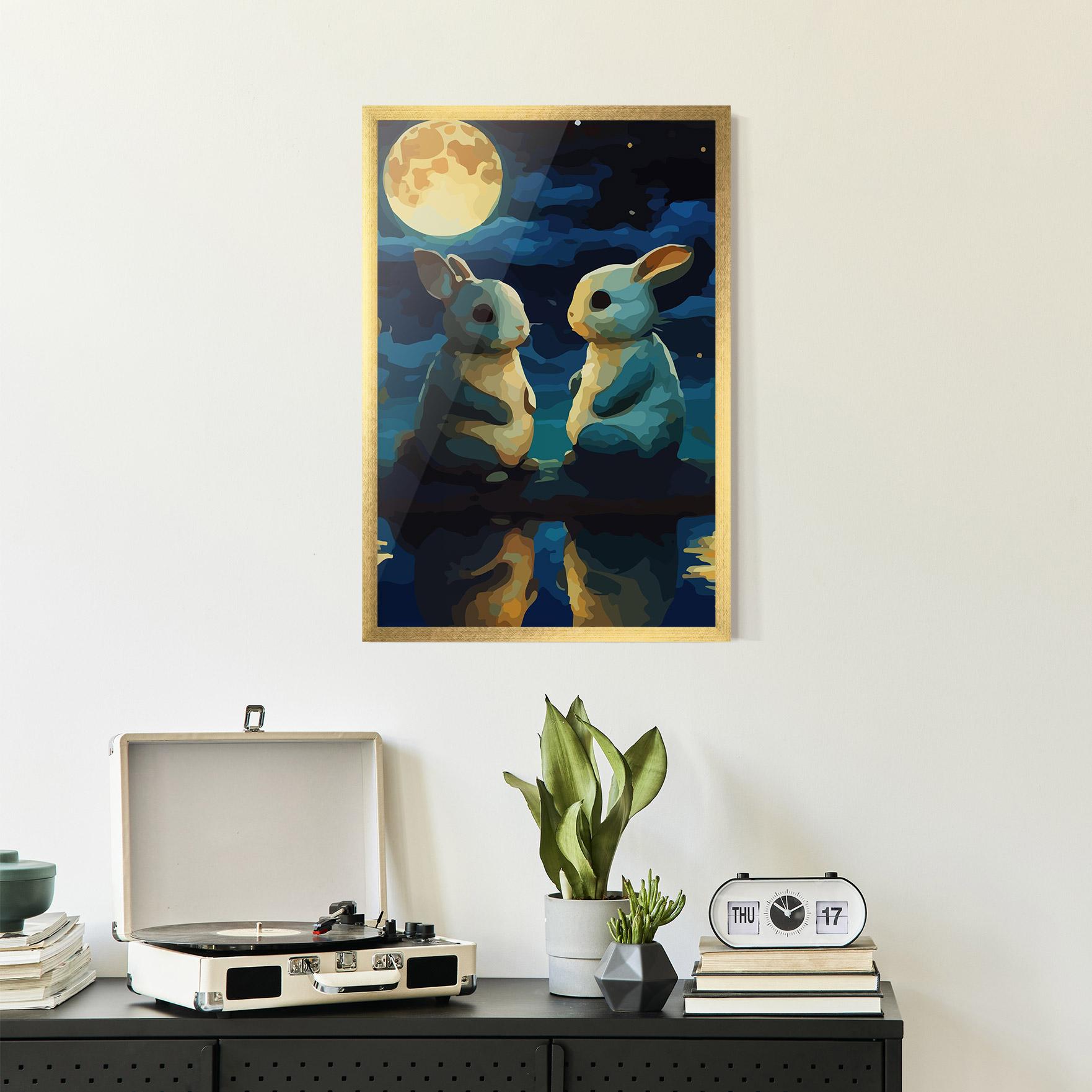 Gerahmte Poster Full Moon Bunny mockup 2